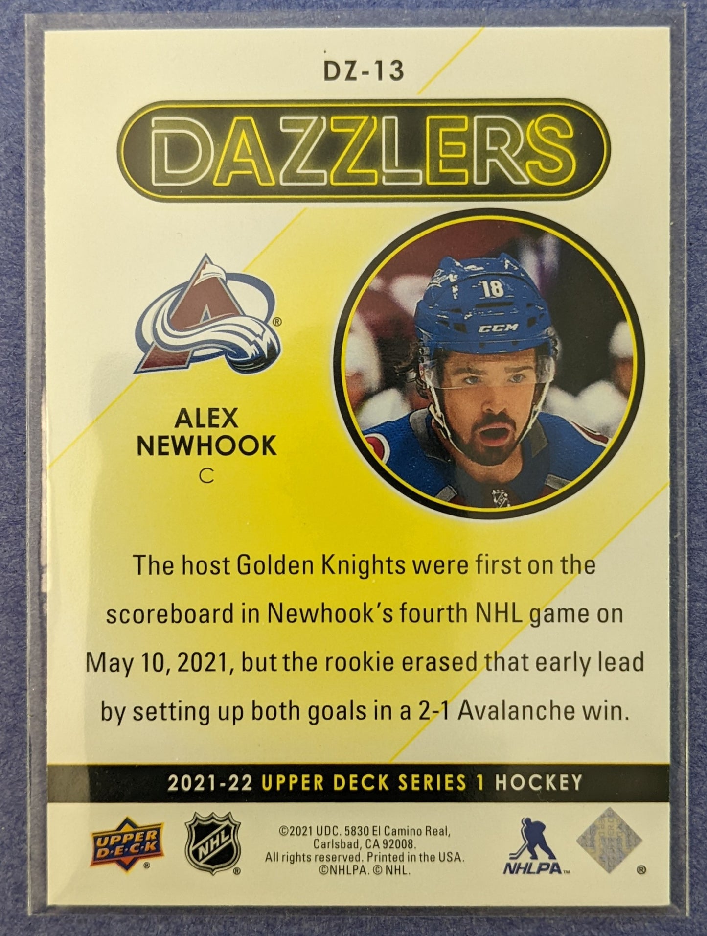 2021-22 Upper Deck Series 1 - Alex Newhook Dazzlers #DZ-13 (Green)