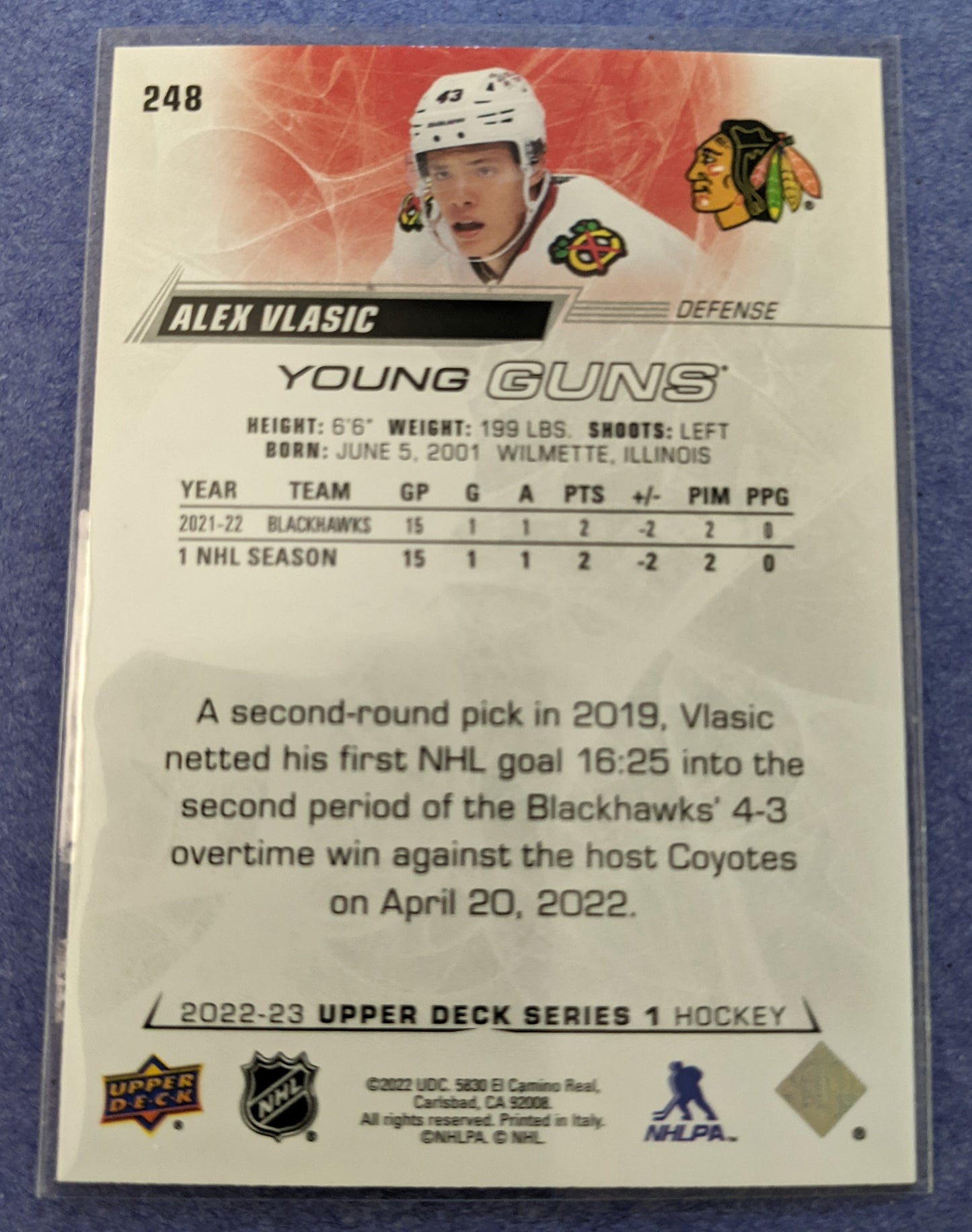 2022-23 Upper Deck Series 1 - Alex Vlasic Young Guns RC #248