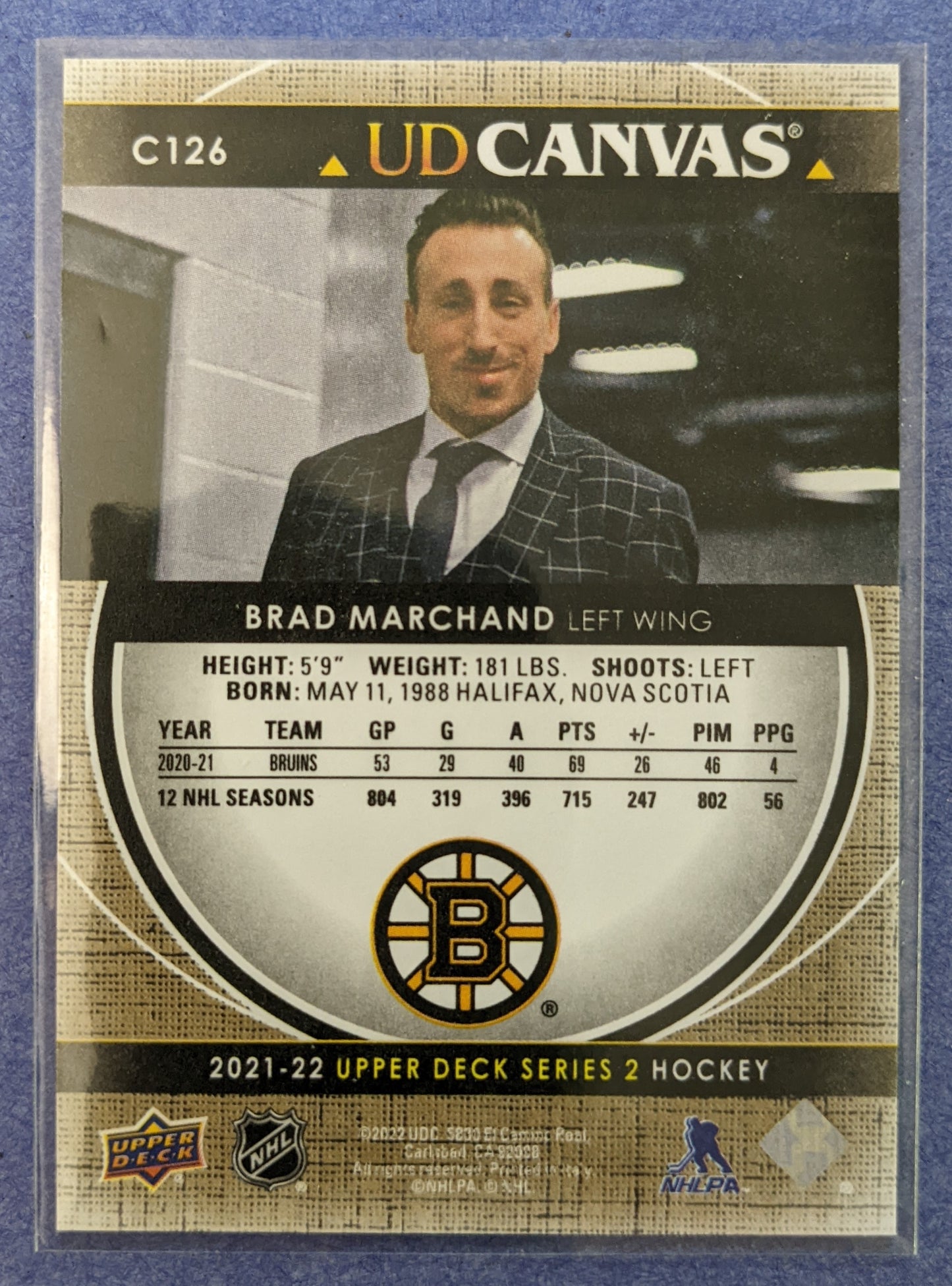 2021-22 Upper Deck Series 2 - Brad Marchand UD Canvas #C126