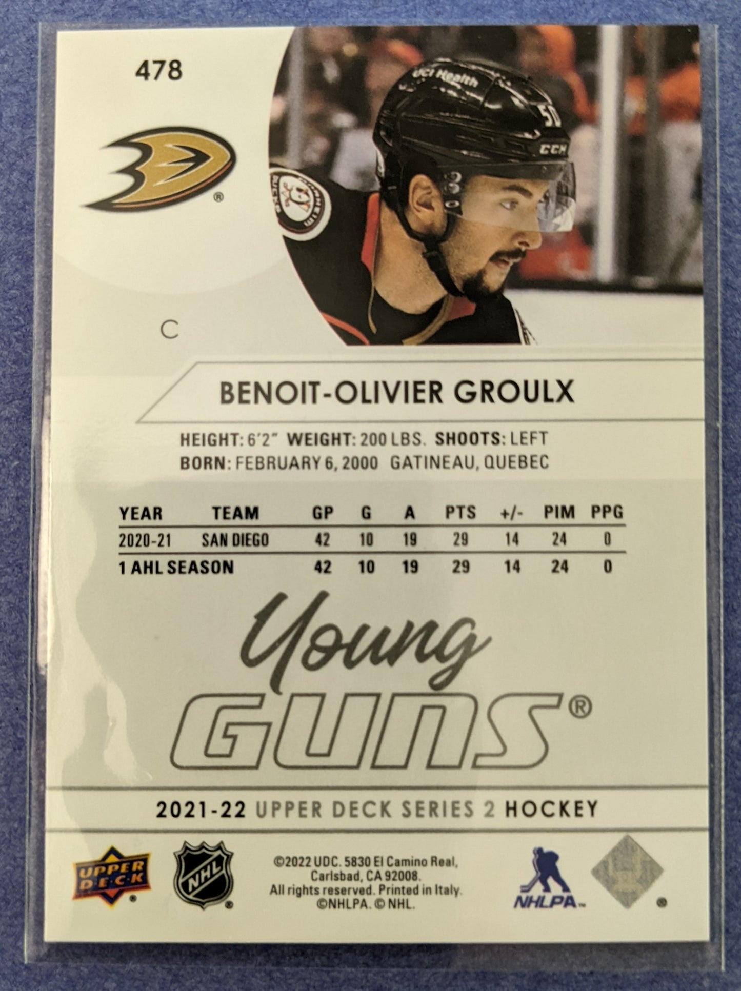 2021-22 Upper Deck Series 2 - Benoit-Olivier Groulx Young Guns RC #478