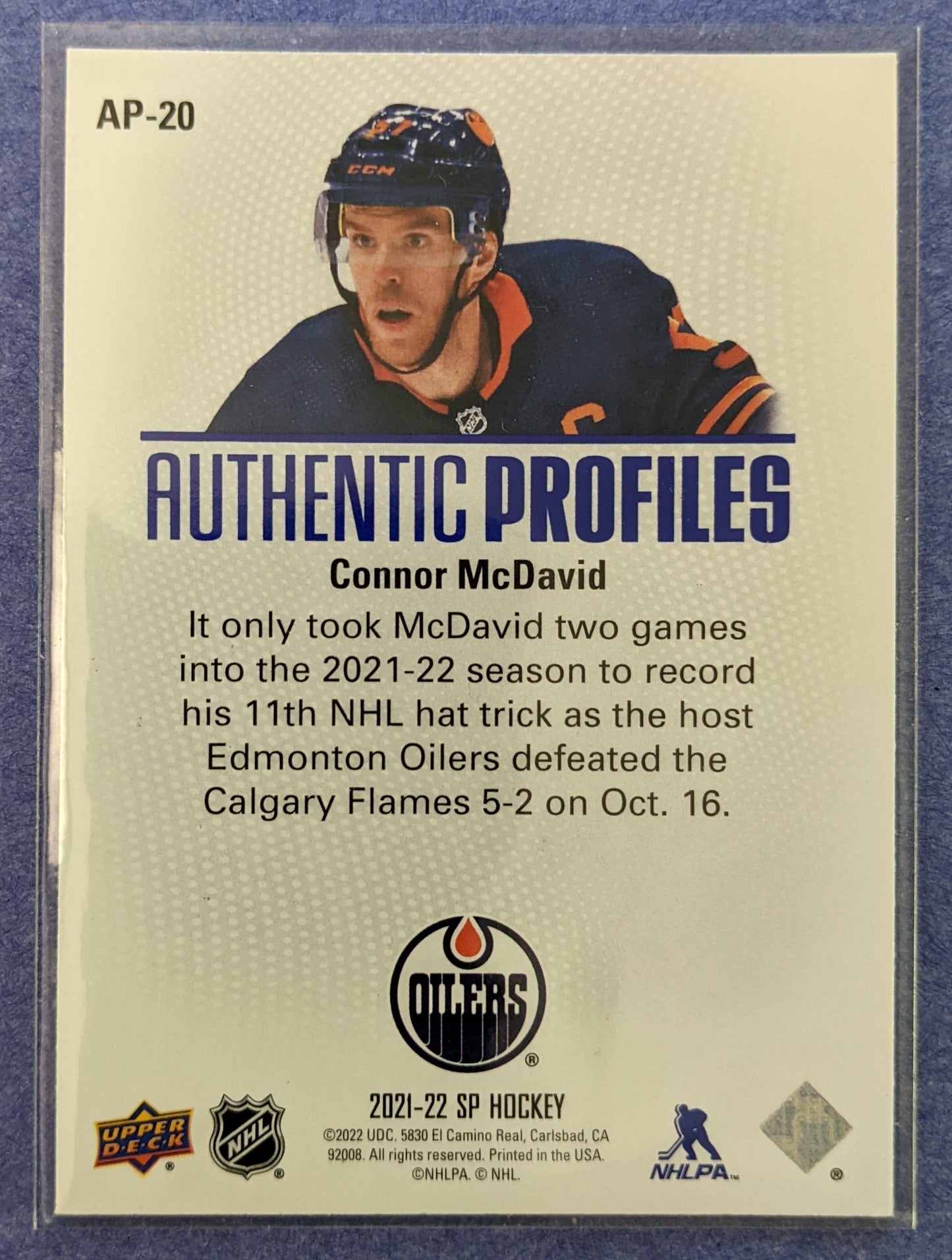 2021-22 Upper Deck SP - Connor McDavid Authentic Profiles #AP-20