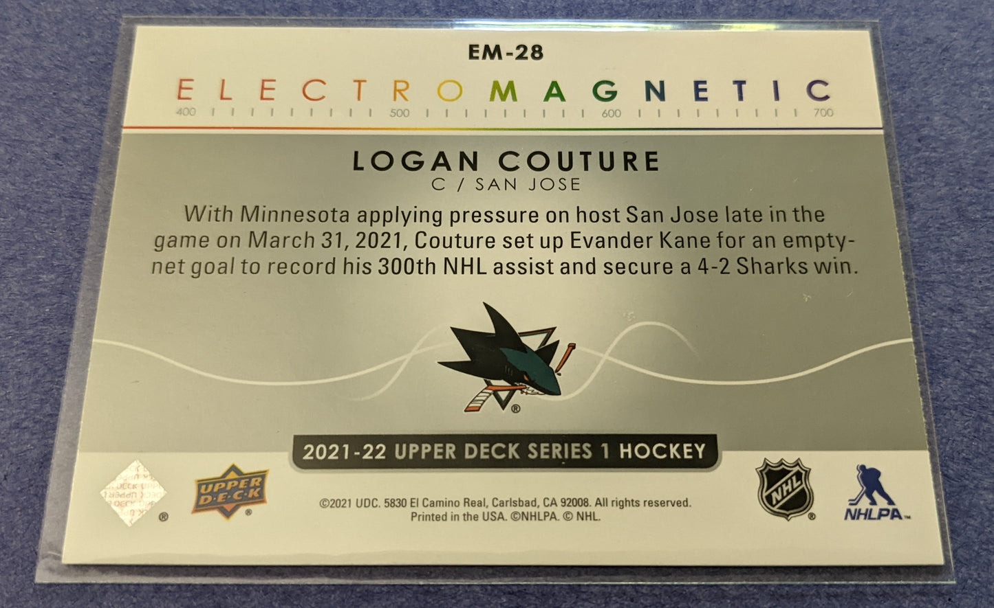 2021-22 Upper Deck Series 1 - Logan Couture Electro Magnetic #EM-28