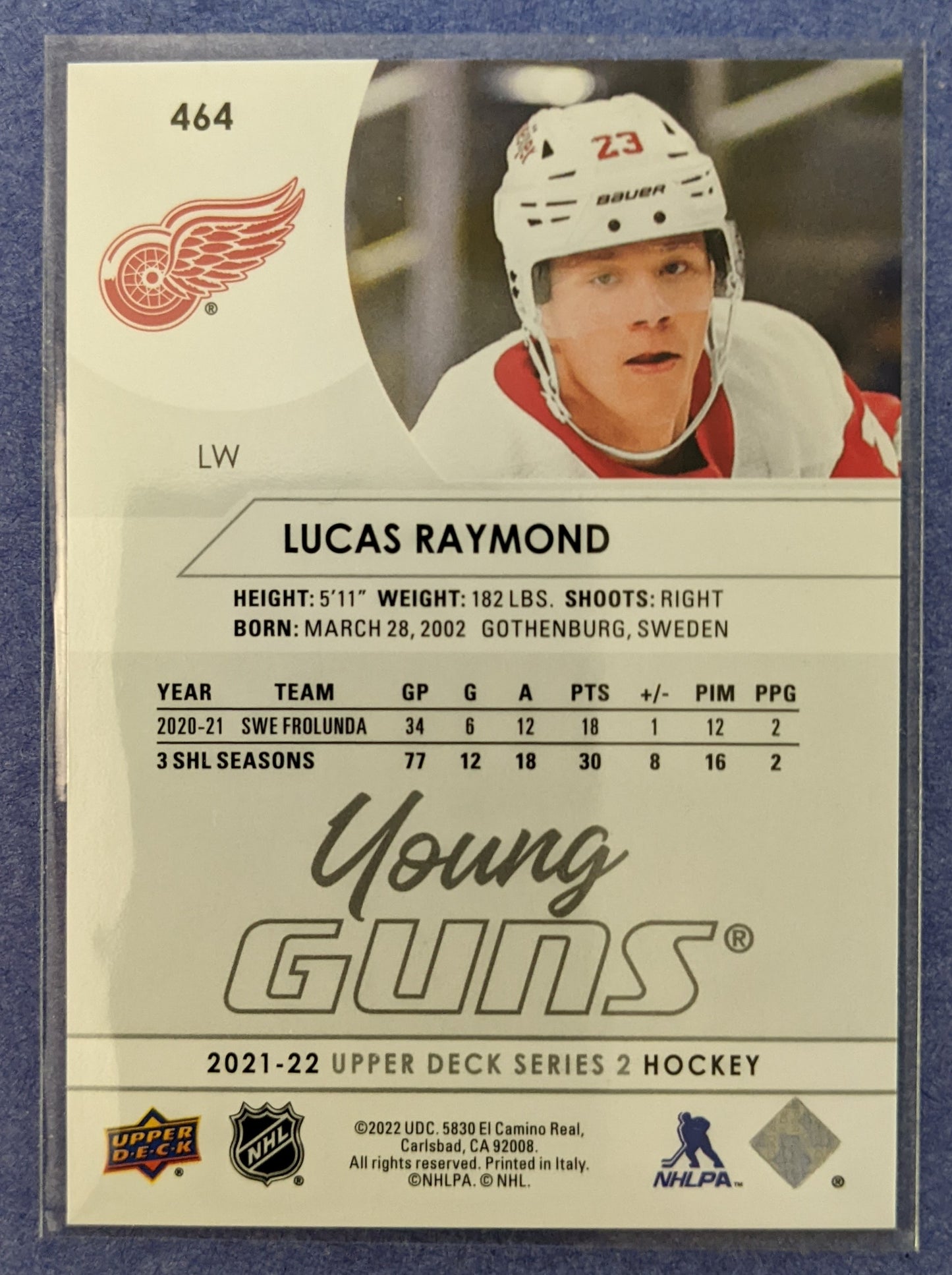 2021-22 Upper Deck Series 2 - Lucas Raymond Young Guns RC #464