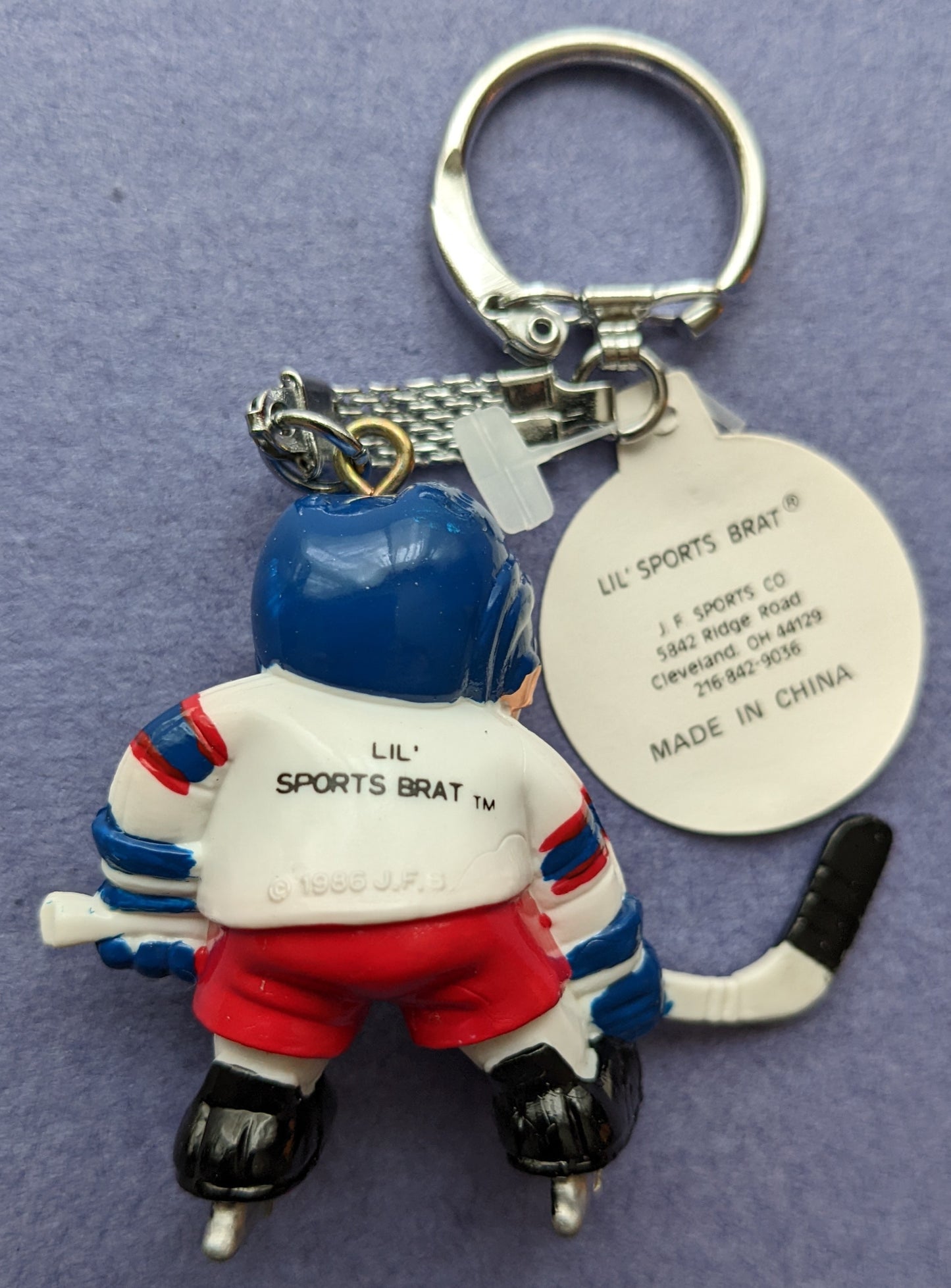 1986 J.F. Sports Co. Lil' Sports Brat Keychain (Vintage) - Winnipeg Jets