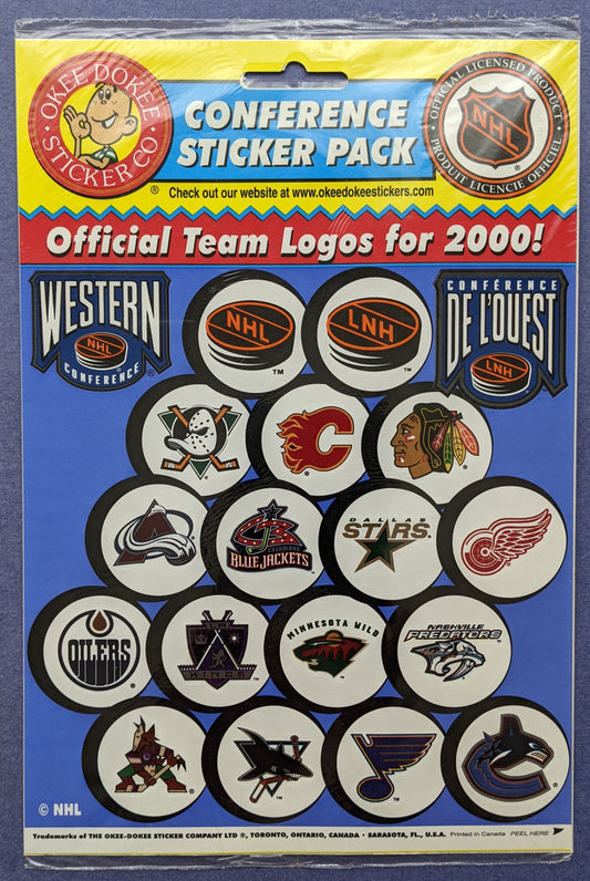 2000 Okee Dokee Sticker Co. (Vintage) - NHL Western Conference Sticker Pack