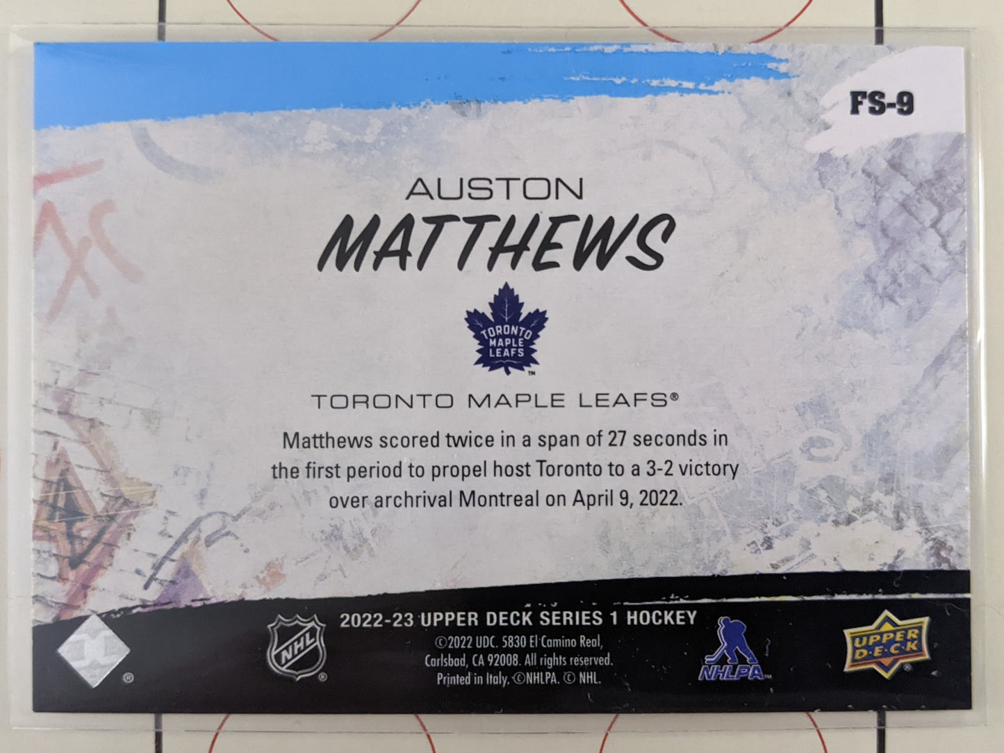 2023-24 Upper Deck Series 1 - Auston Matthews Free Styles (Blue Border) #FS-9