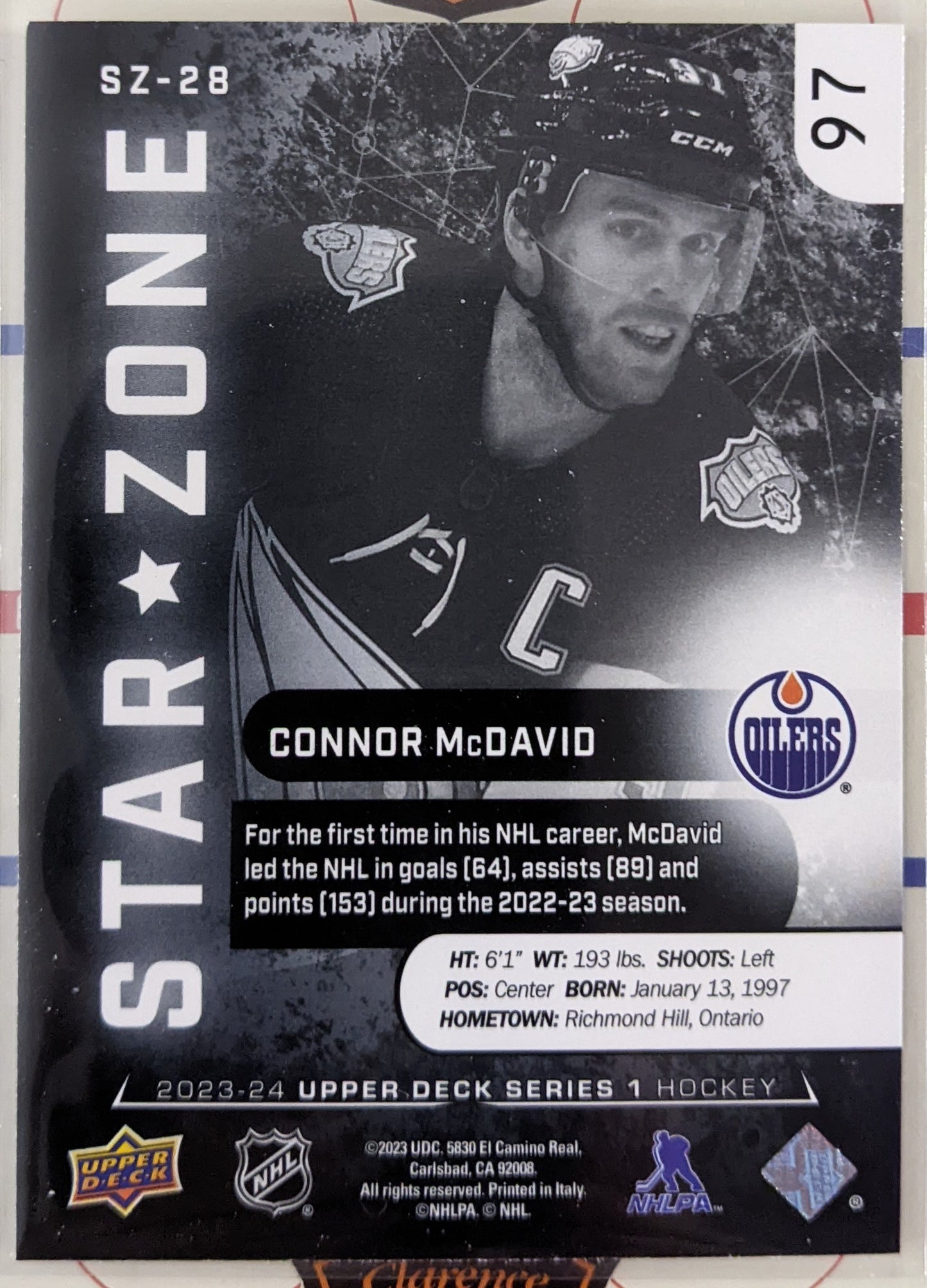 2023-24 Upper Deck Series 1 - Connor McDavid Star Zone #SZ-28