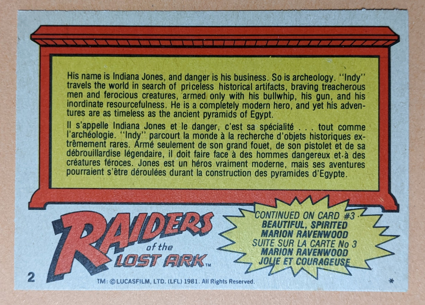 1981 O-Pee-Chee - Raiders Of The Lost Ark #2