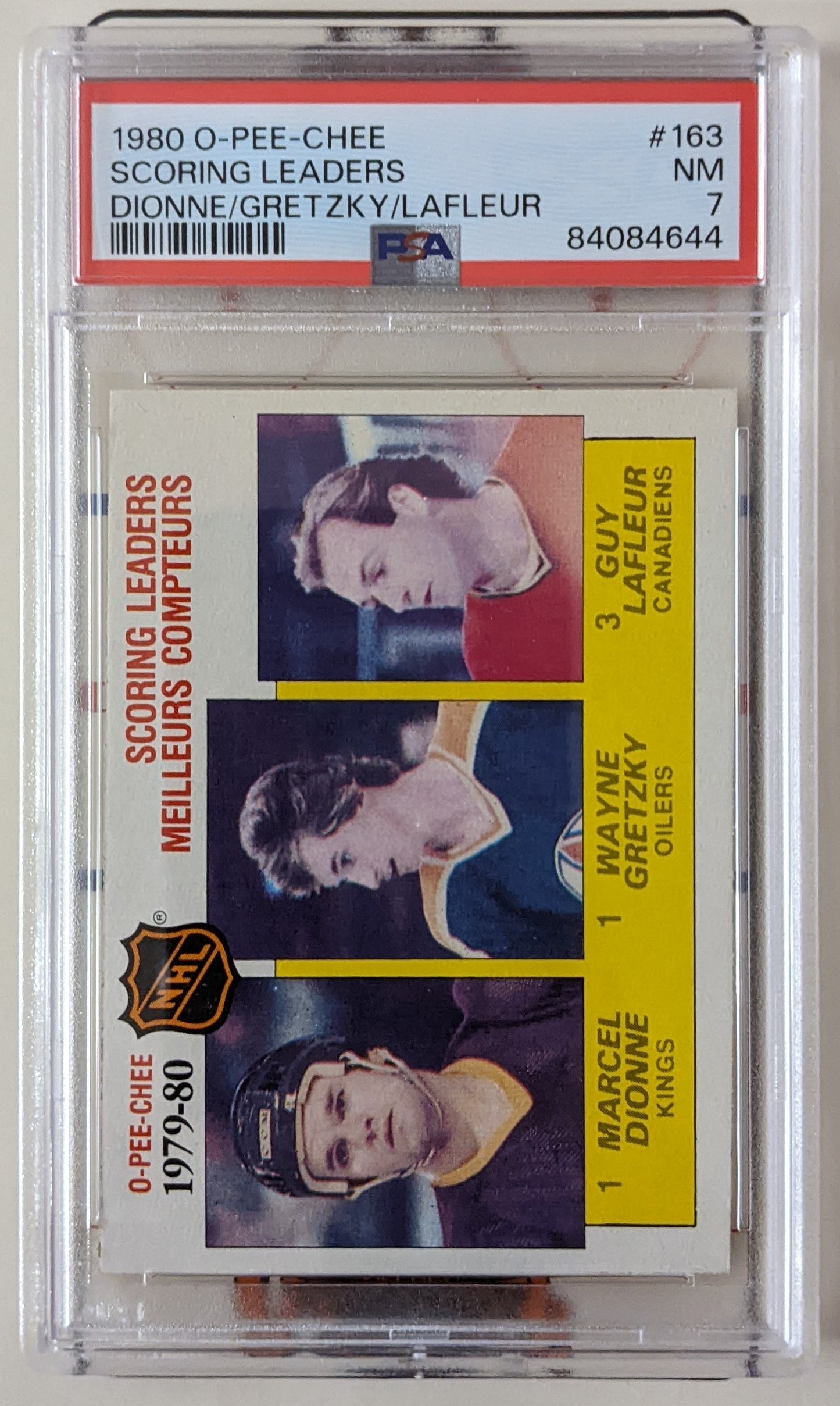 1980-81 O-Pee-Chee Scoring Leaders - Dionne/Gretzky/Lafleur #163 (PSA 7)