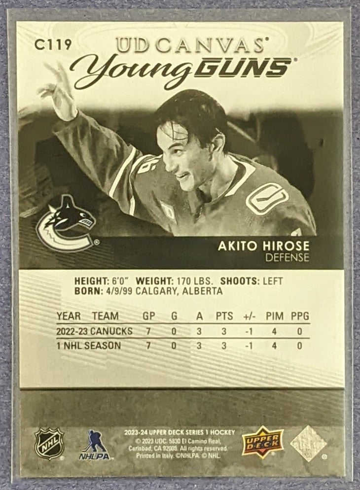 2023-24 Upper Deck Series 1 - Akito Hirose UD Canvas Young Guns RC #C119