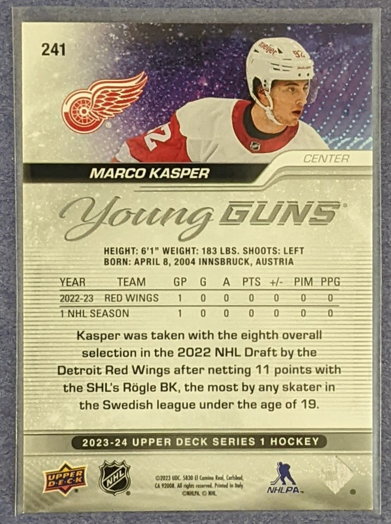 2023-24 Upper Deck Series 1 - Marco Kasper Young Guns RC #241