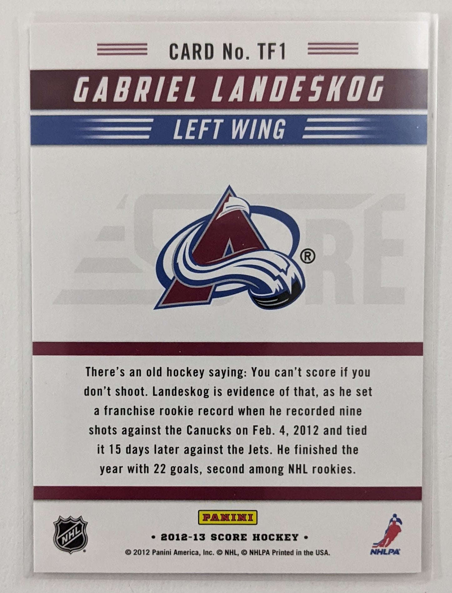 2012-13 Score Team Future - Gabriel Landeskog #TF1