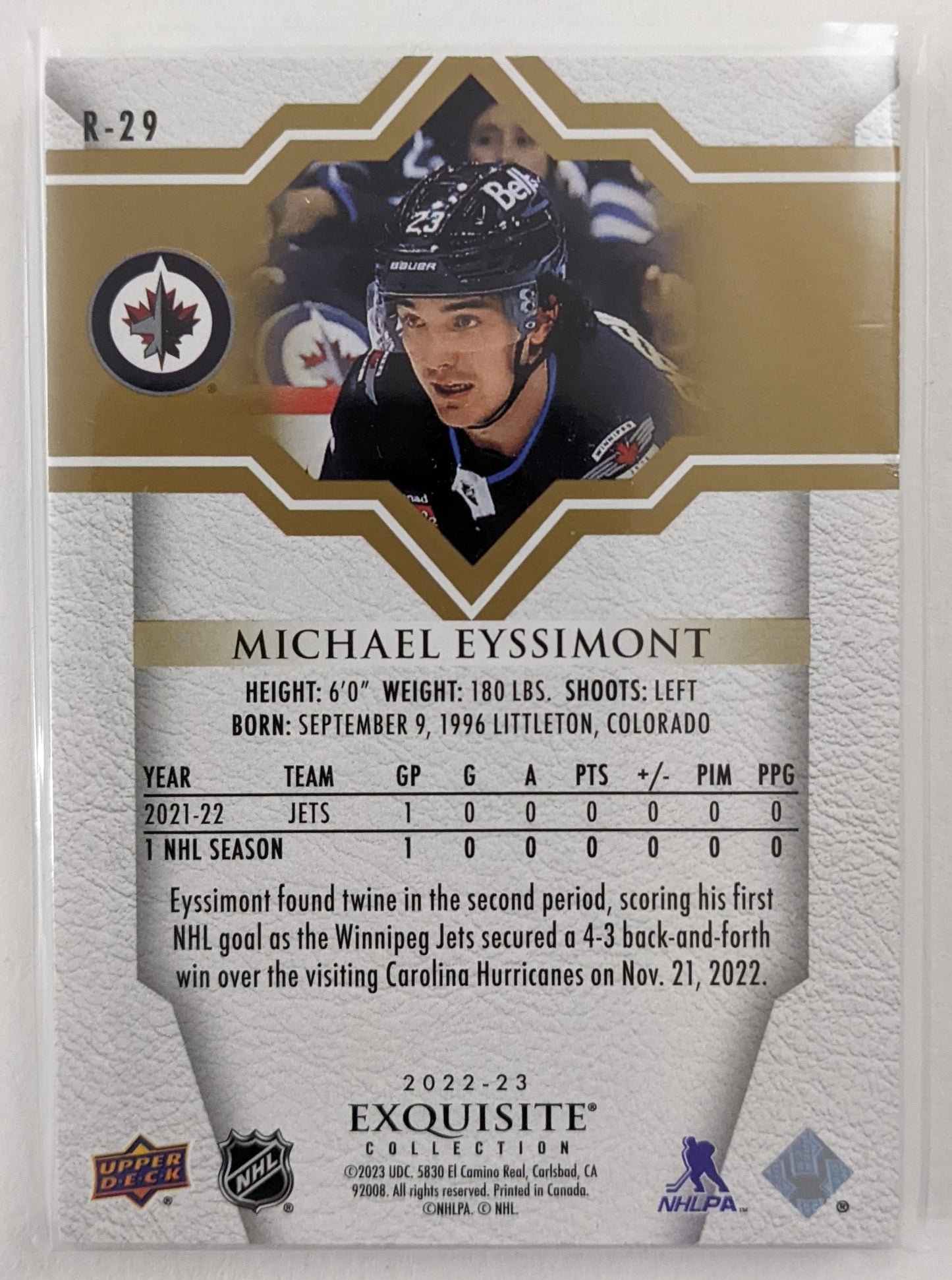 2022-23 UD Clear Cut Exquisite Collection - Michael Eyssimont RC #R-29 (27/49)