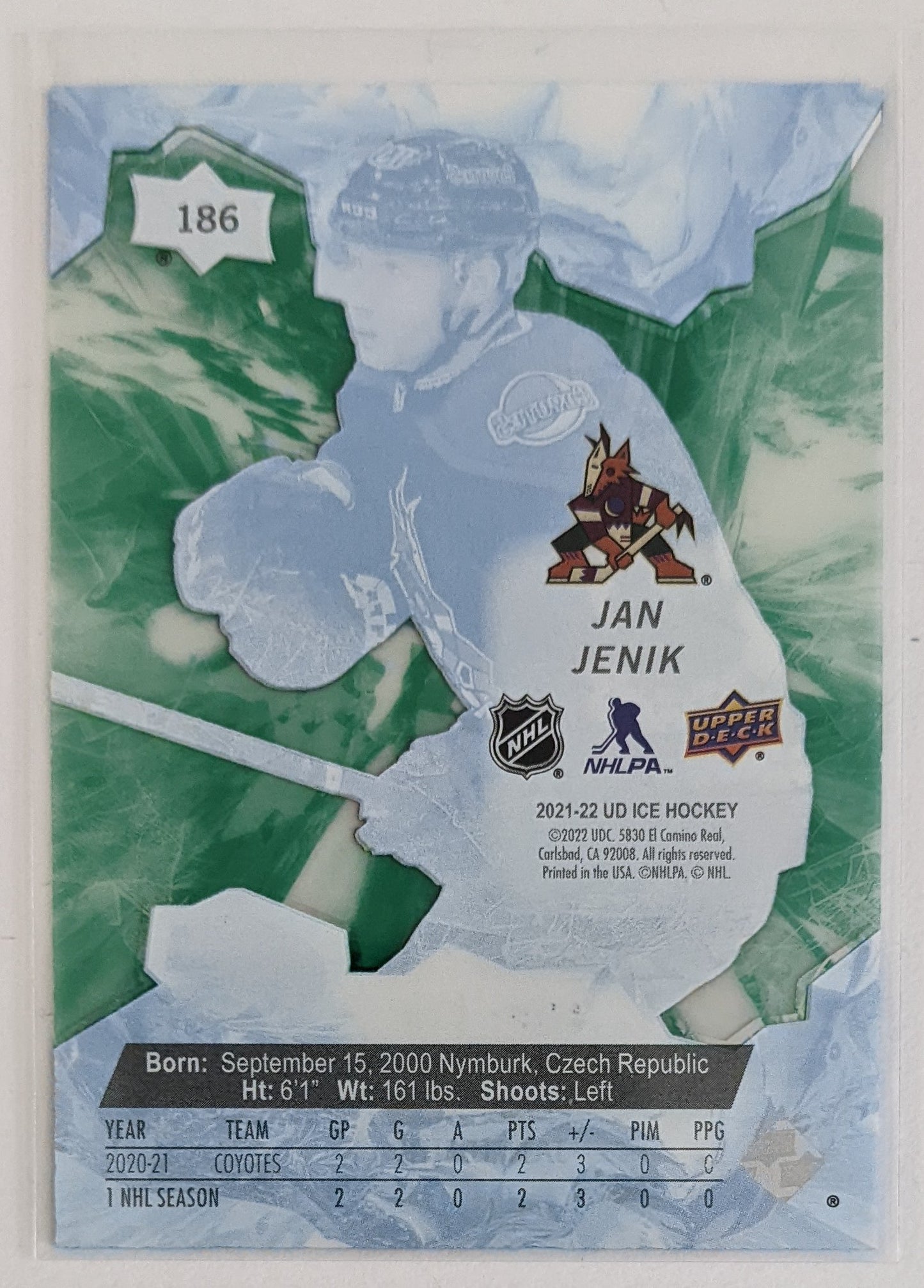 2021-22 Upper Deck Ice - Jan Jenik Premieres RC #186 (641/799)