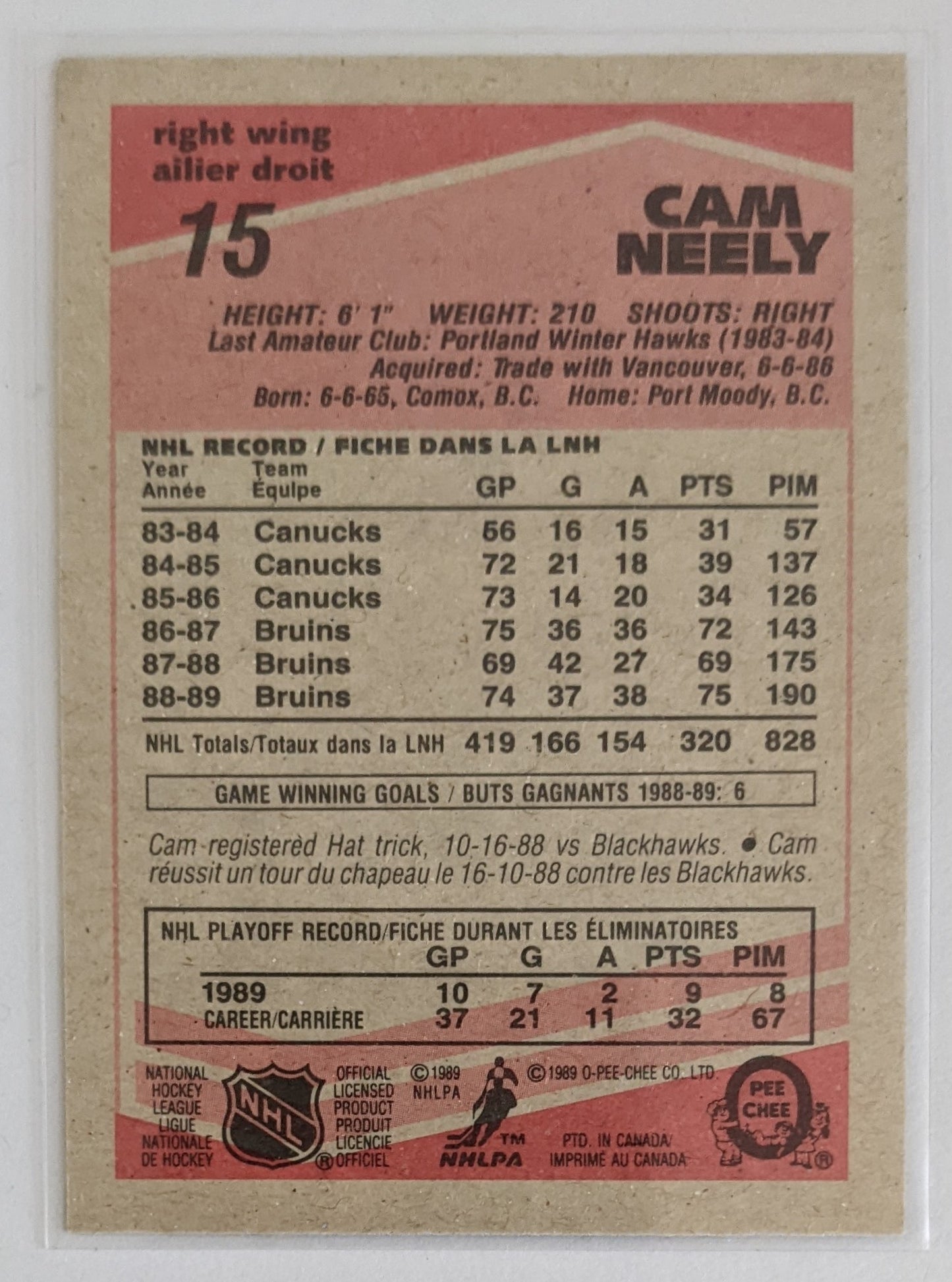 1989-90 O-Pee-Chee - Cam Neely #15