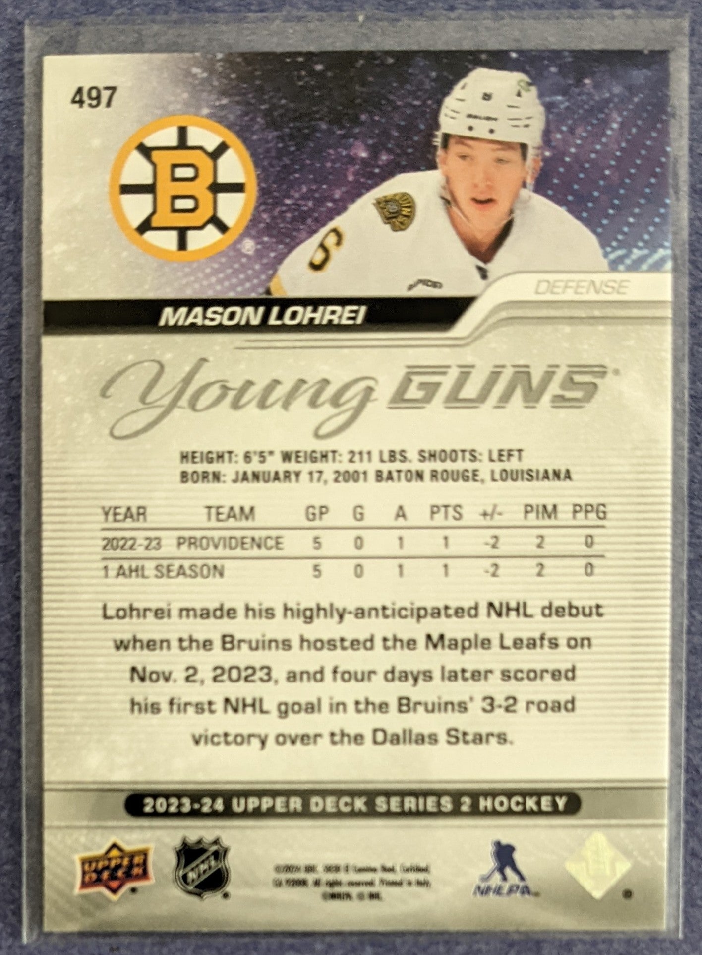 2023-24 Upper Deck Series 2 - Mason Lohrei Young Guns RC #497