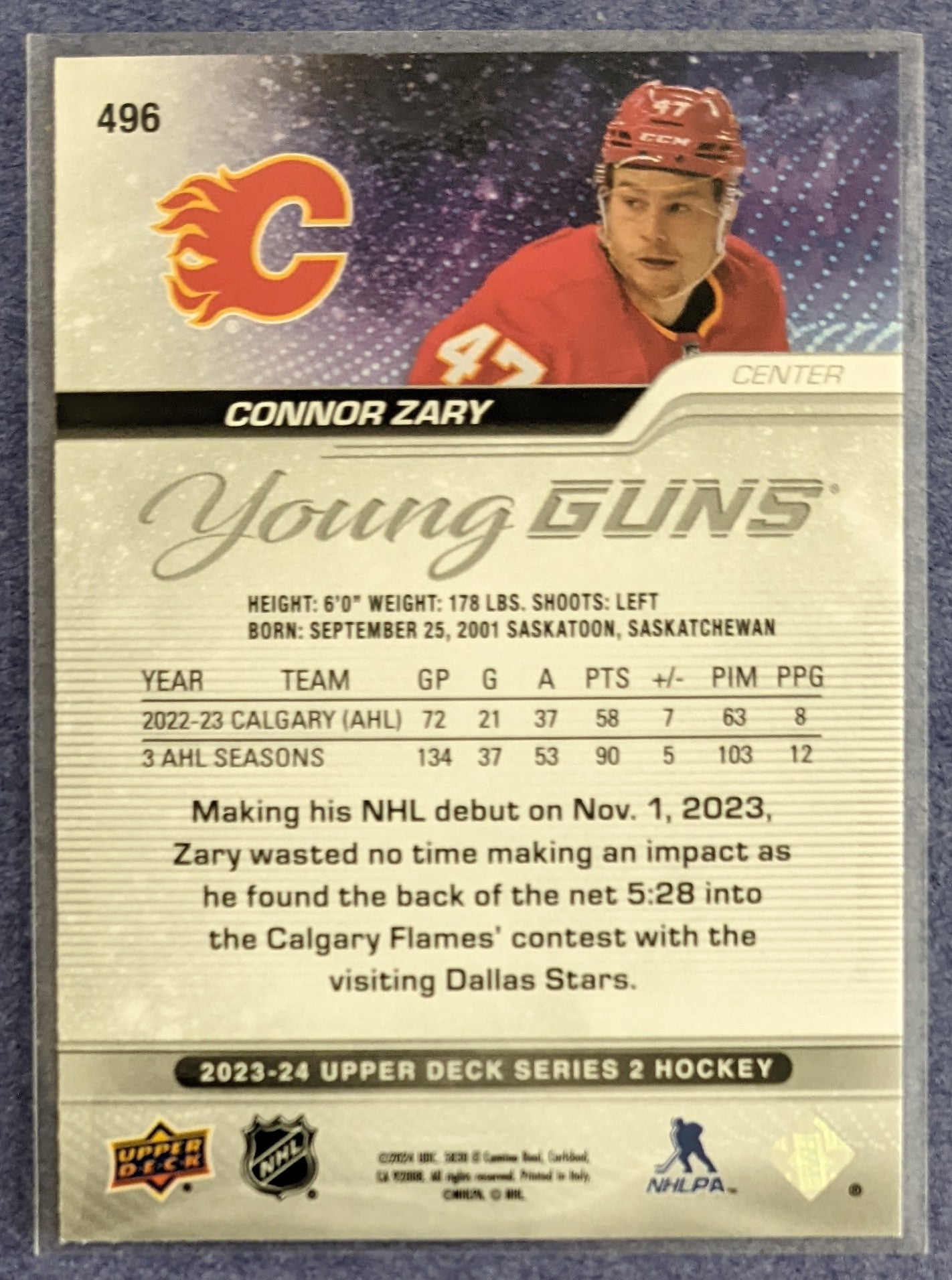 2023-24 Upper Deck Series 2 - Connor Zary Young Guns RC #496