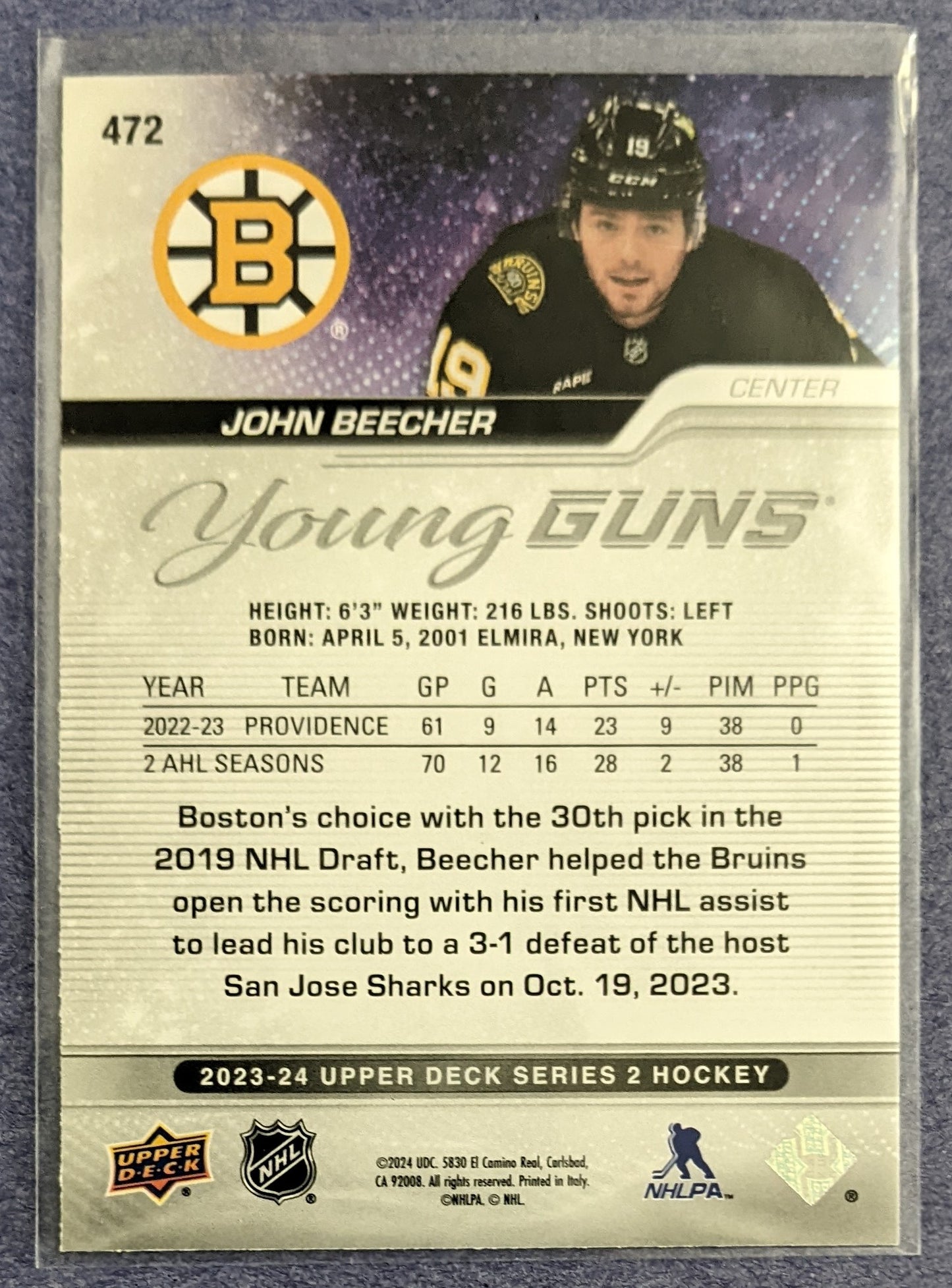 2023-24 Upper Deck Series 2 - John Beecher Young Guns RC #472