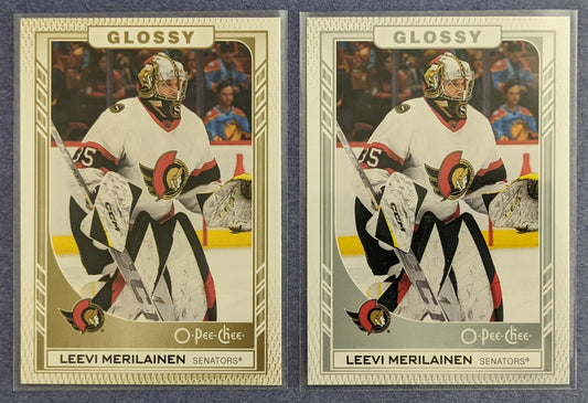 2023-24 Upper Deck Series 2 - Leevi Merilainen Glossy #R-31 (Gold) & #R-31 (Silver)