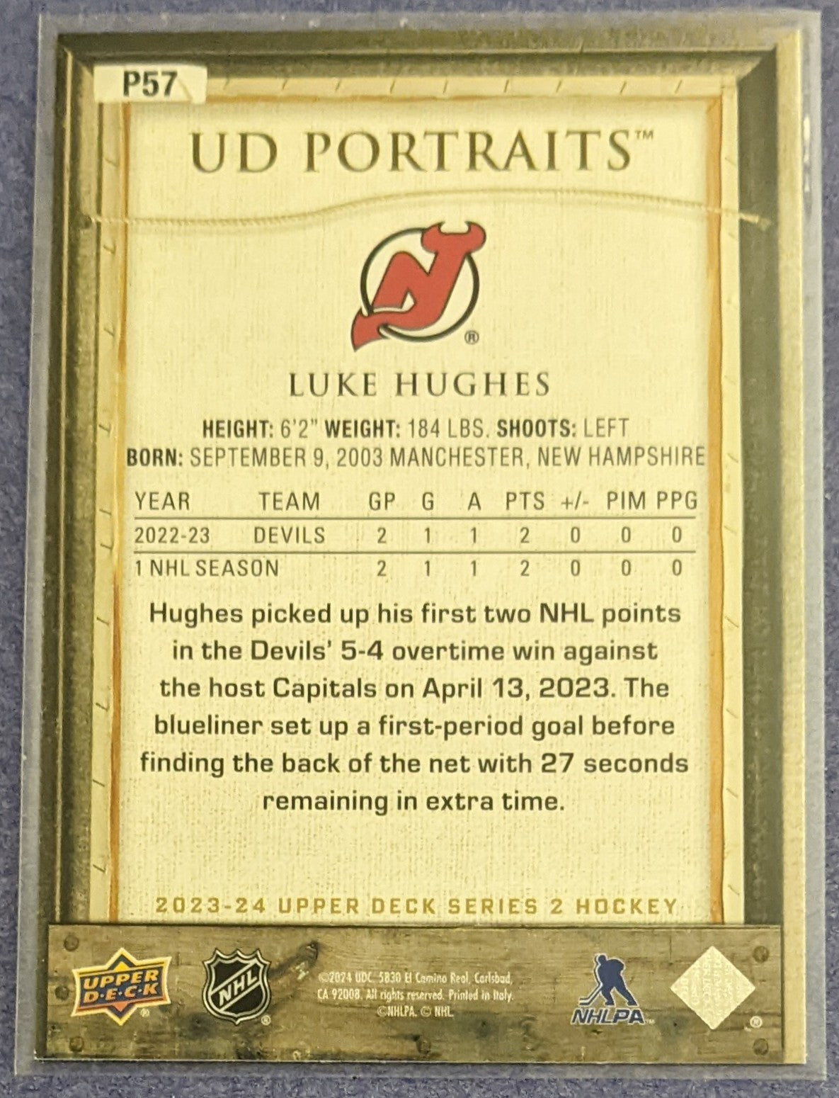 2023-24 Upper Deck Series 2 - Luke Hughes UD Portraits #P57