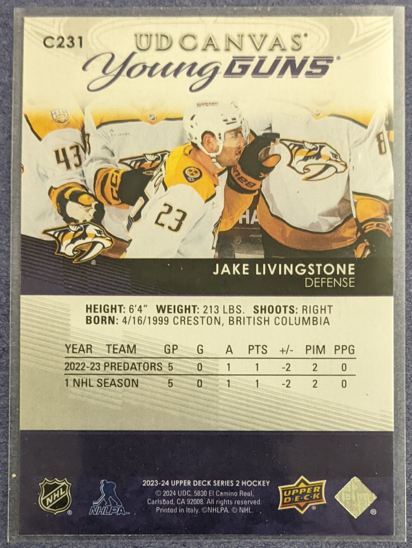 2023-24 Upper Deck Series 2 - Jake Livingstone UD Canvas Young Guns #C231