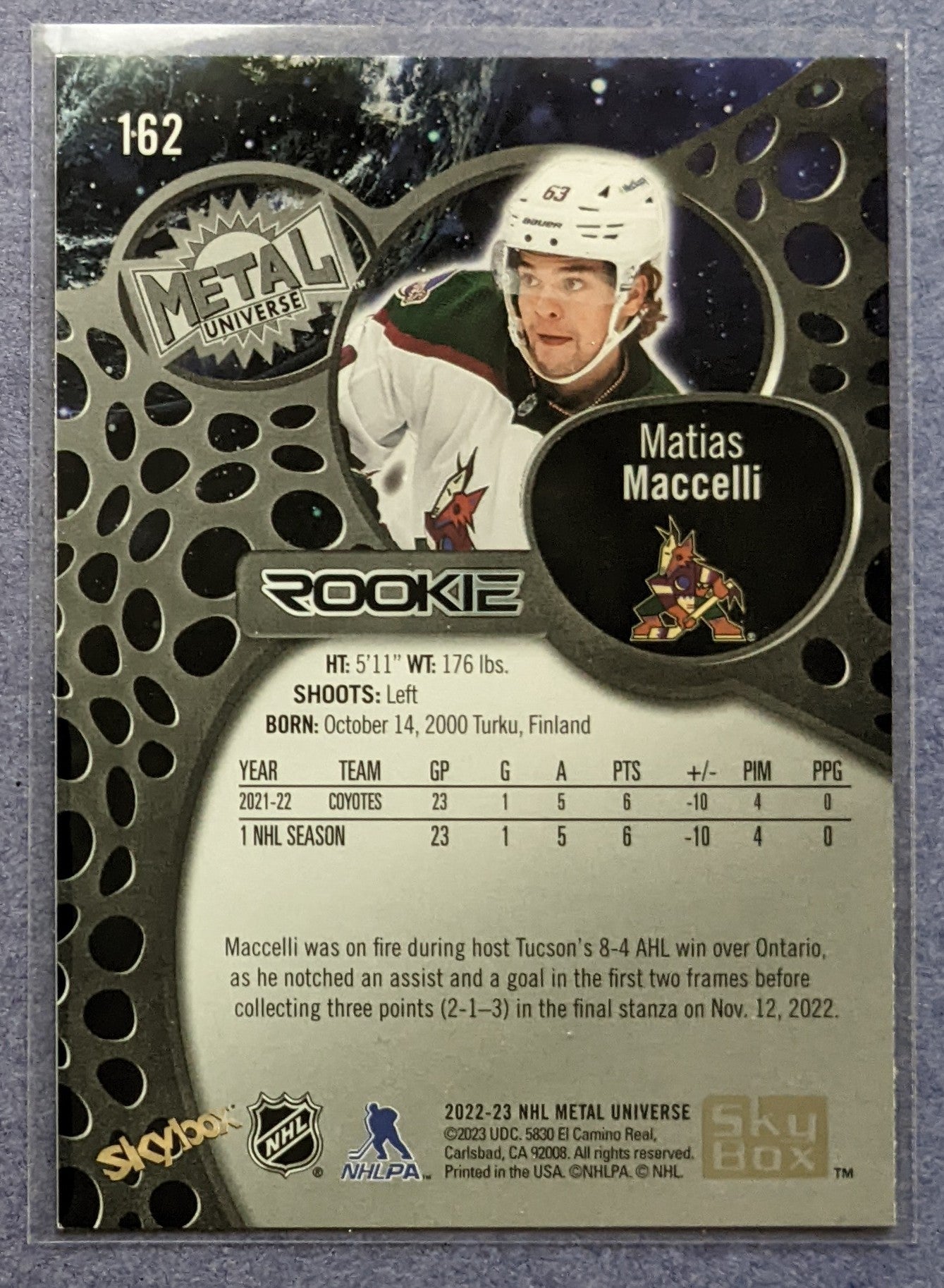 2022-23 Skybox Metal Universe - Matias Maccelli Rookie #162