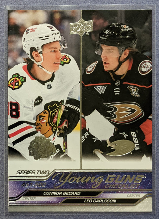 2023-24 Upper Deck Series 2 - Connor Bedard/Leo Carlsson Young Guns Checklist #500