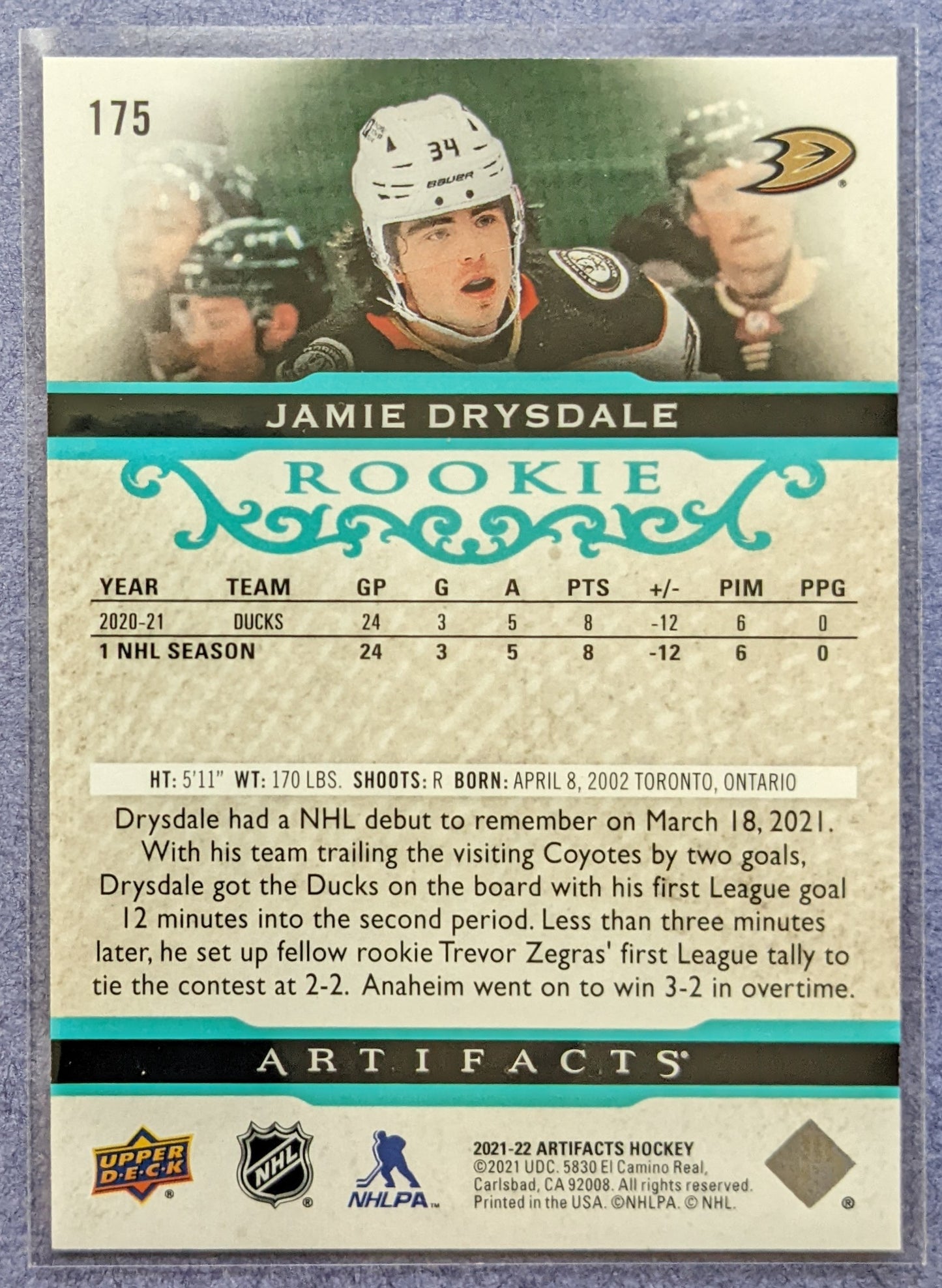 2021-22 UD Artifacts - Jaime Drysdale Rookie #175 (Teal Parallel)