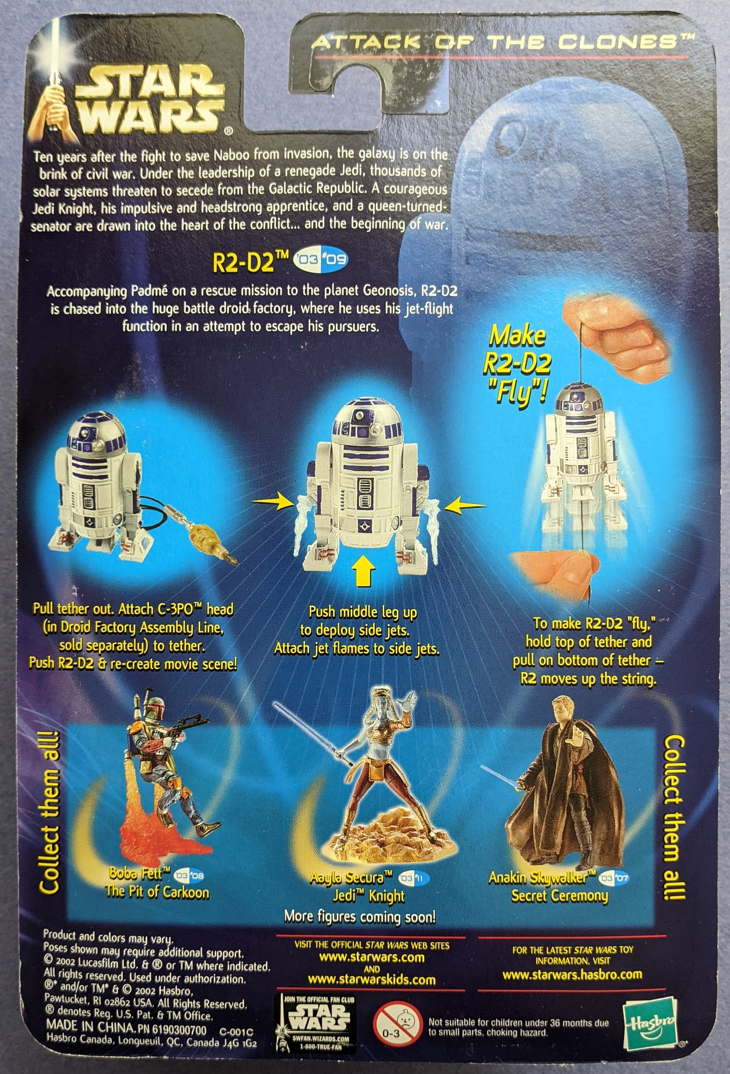 2002 Hasbro Star Wars Attack Of The Clones (Vintage) - R2-D2 Droid Factory Flight