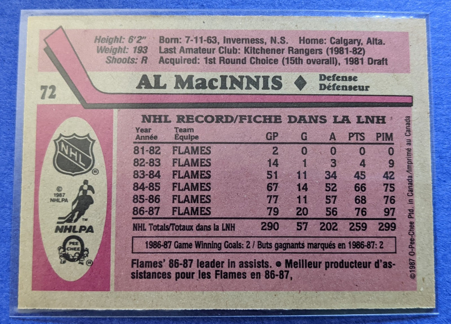 1987-88 O-Pee-Chee - Al MacInnis #72