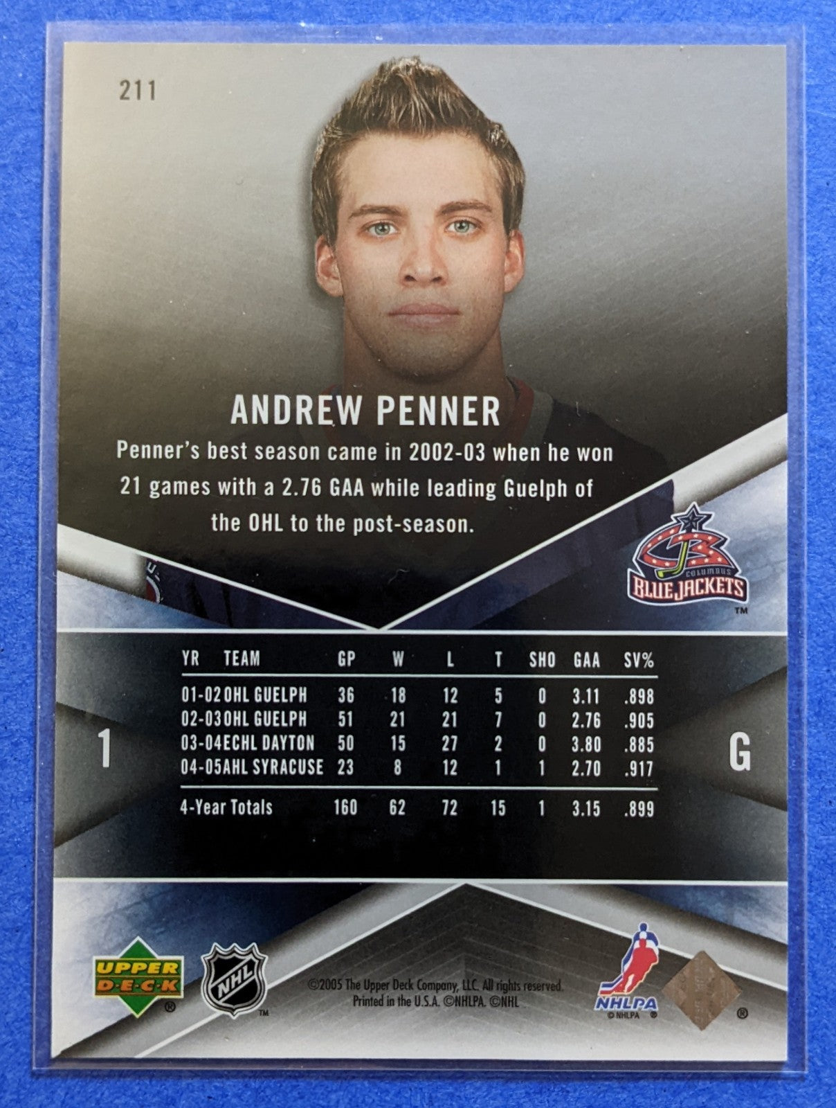 2005-06 Upper Deck SPx Rookies - Andrew Penner RC #211 (585/999)