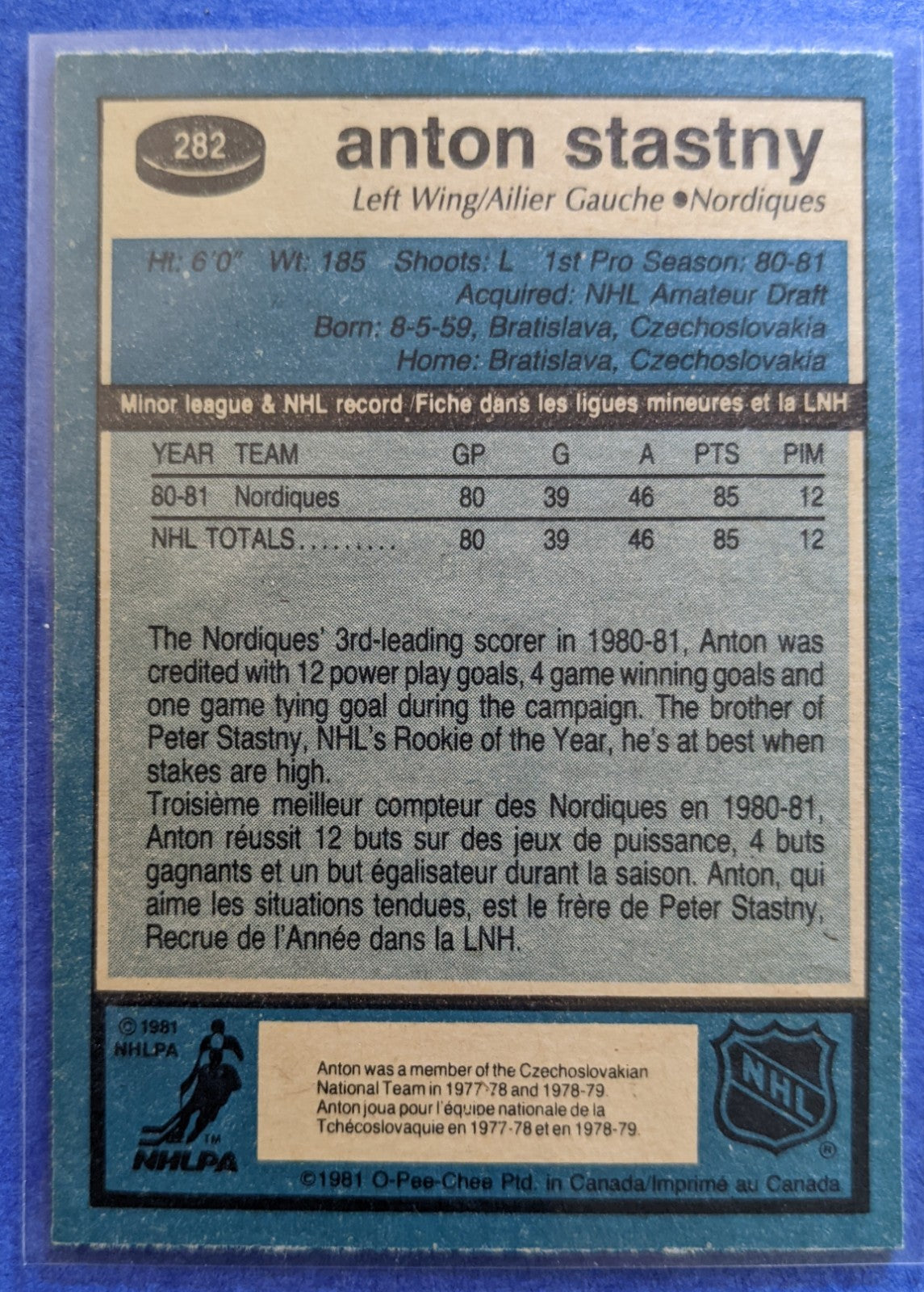 1981-82 O-Pee-Chee - Anton Stastny RC #282