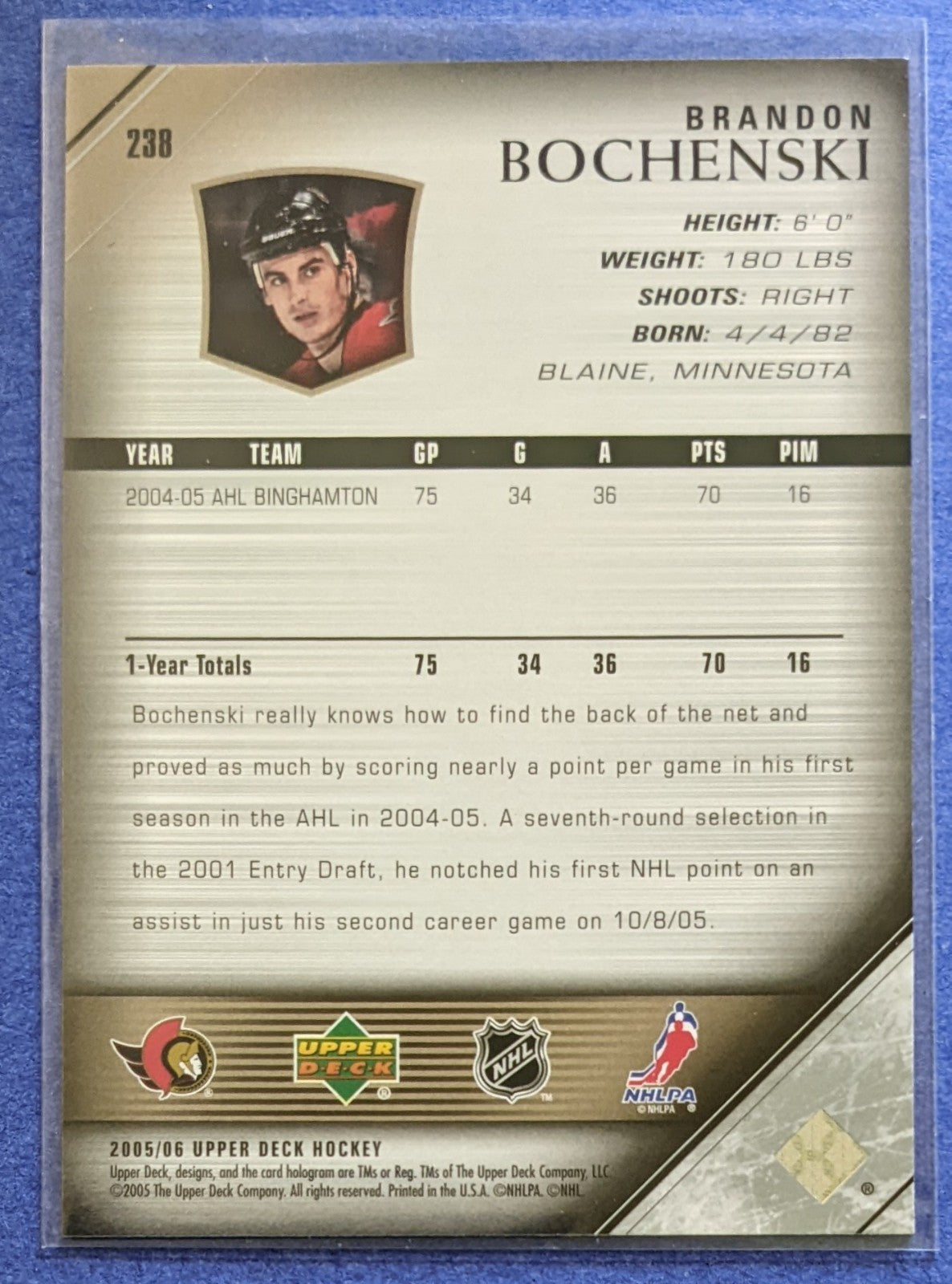 2005-06 Upper Deck - Brandon Bochenski Young Guns RC #238