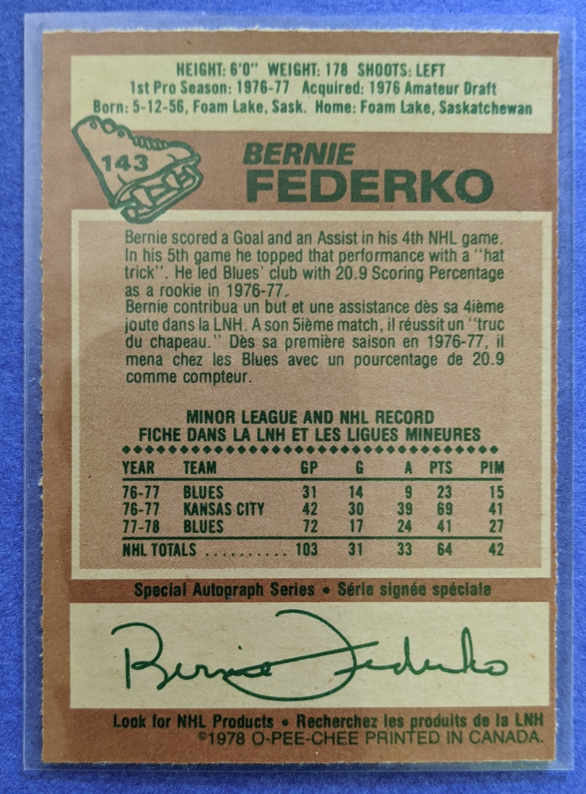 1978-79 O-Pee-Chee - Bernie Federko RC #143