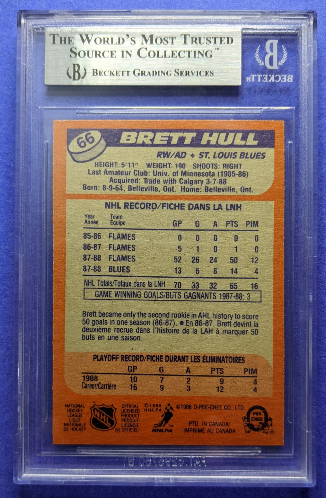 1988-89 O-Pee-Chee - Brett Hull RC #66 BGS Grade 8.5