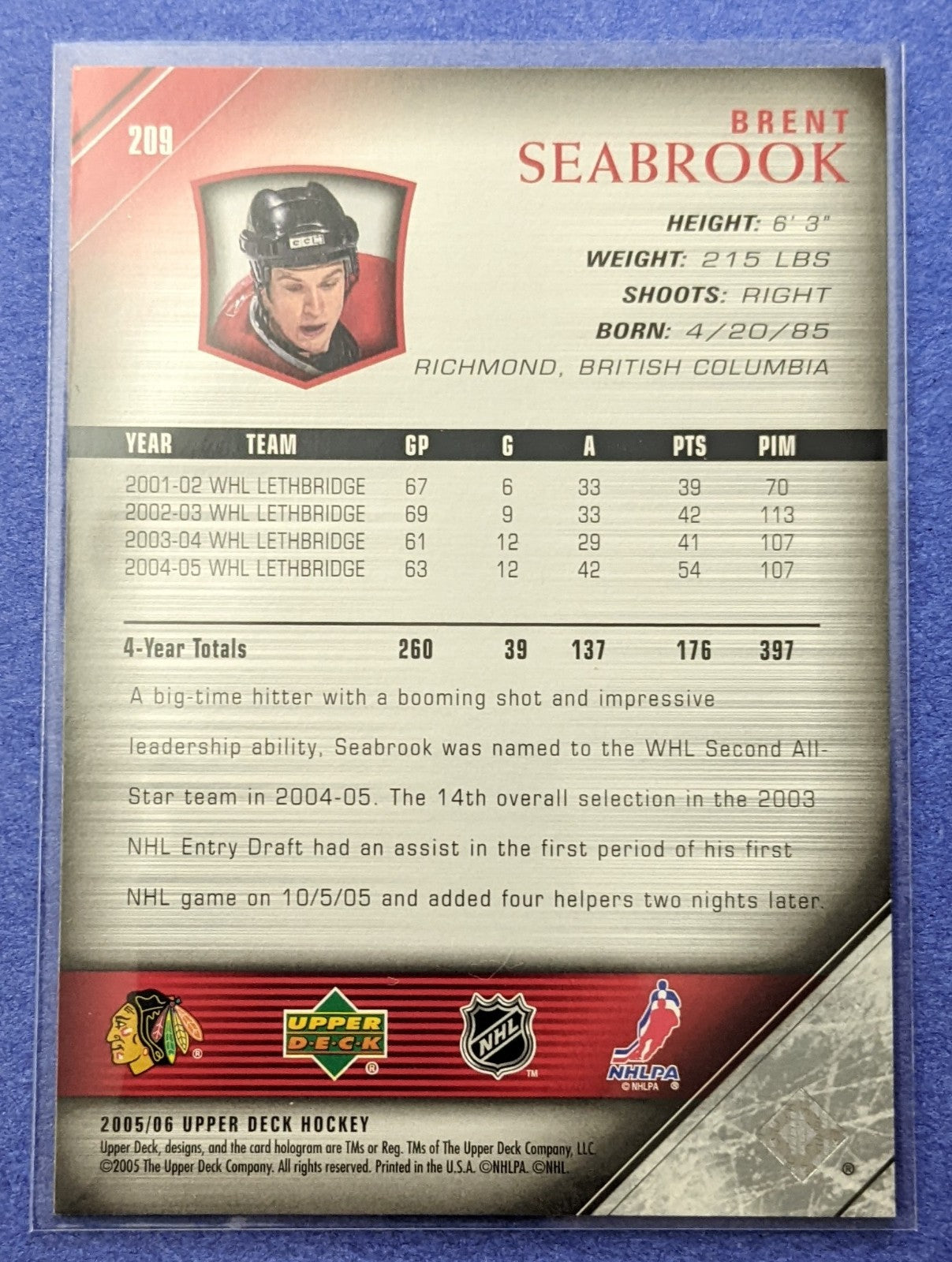 2005-06 Upper Deck - Brent Seabrook Young Guns RC #209