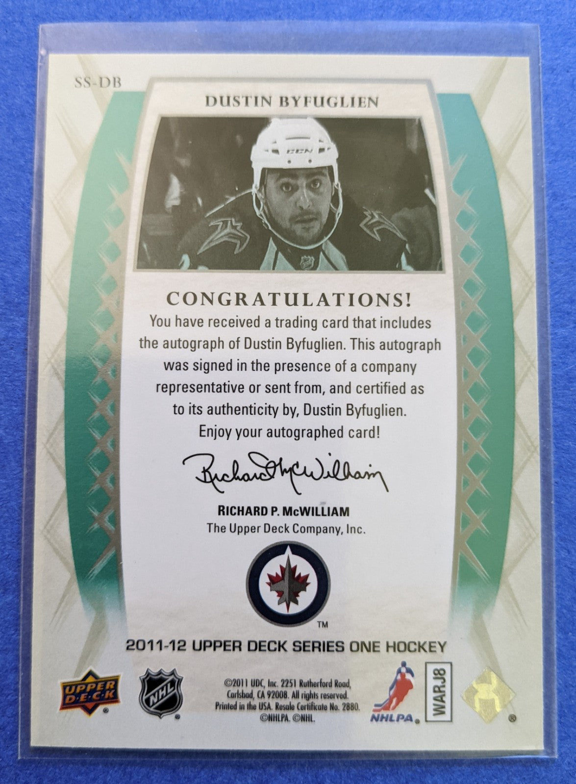 2011-12 Upper Deck Signature Sensations Auto - Dustin Byfuglien #SS-DB