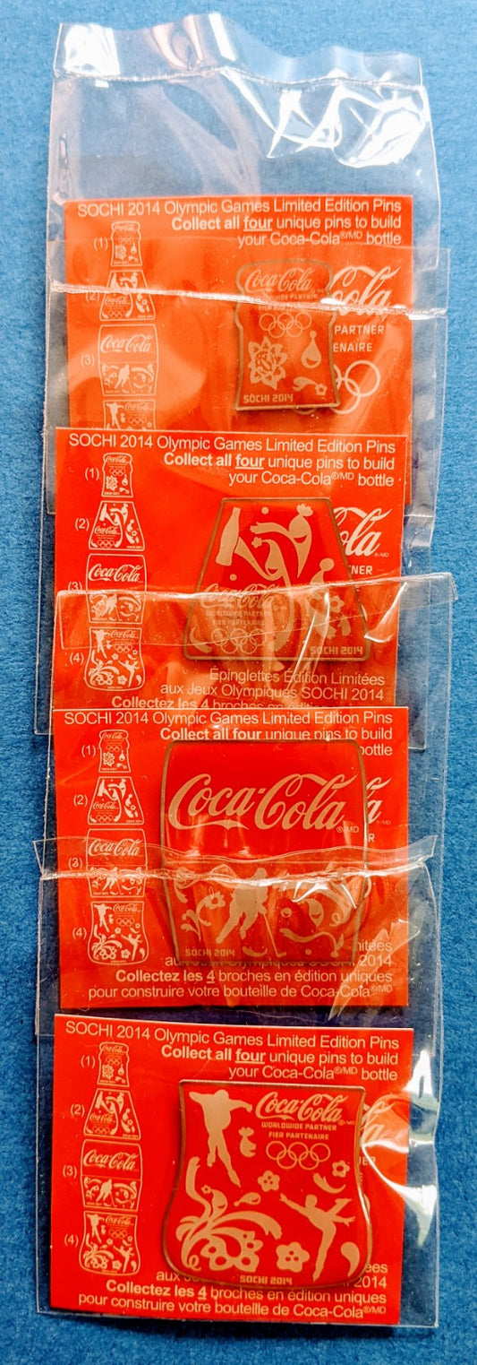 2014 McDonald's - Sochi Olympic Winter Games Coca-Cola Pins - Complete Set of 4