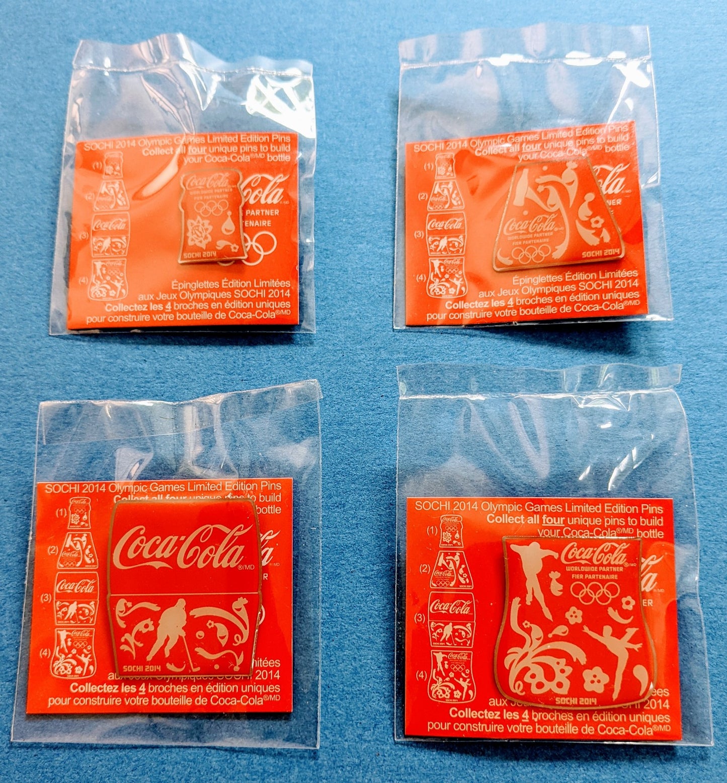 2014 McDonald's - Sochi Olympic Winter Games Coca-Cola Pins - Complete Set of 4