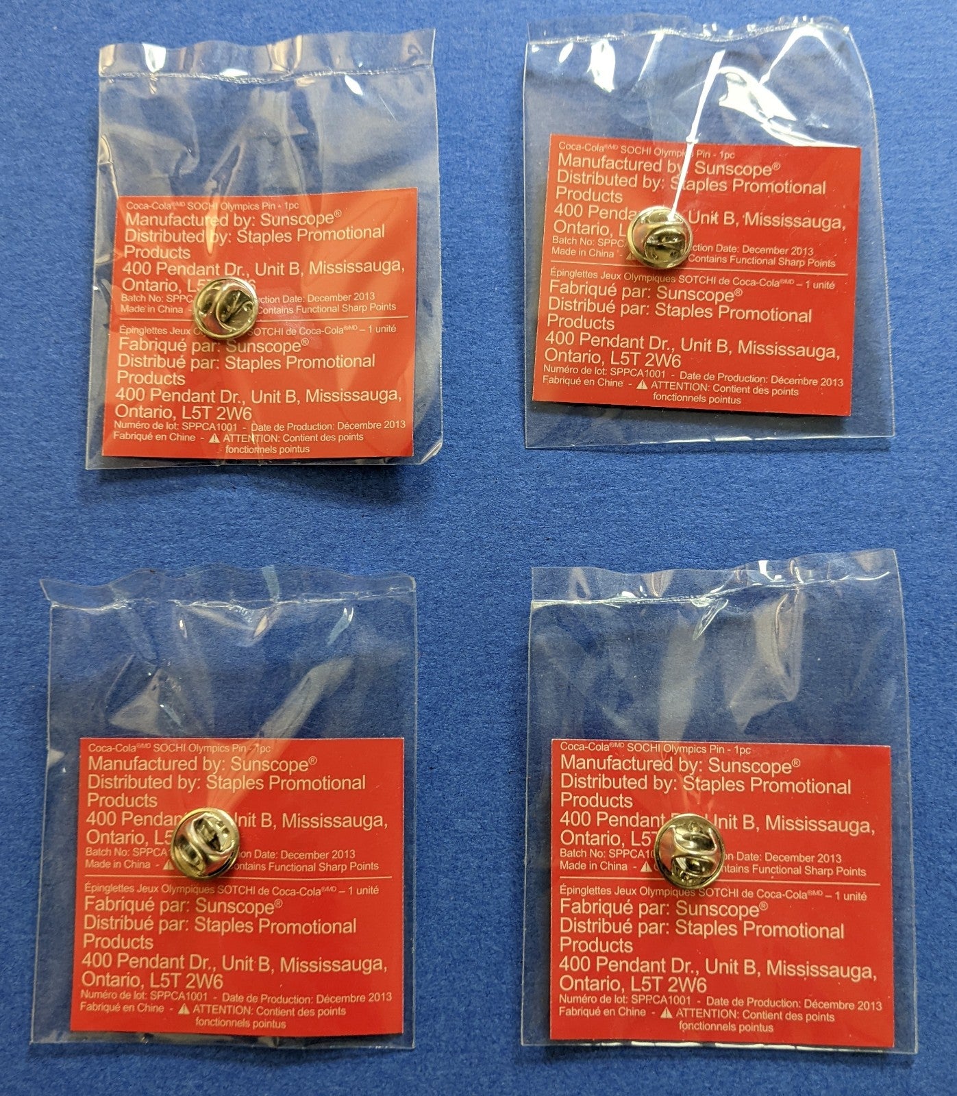 2014 McDonald's - Sochi Olympic Winter Games Coca-Cola Pins - Complete Set of 4