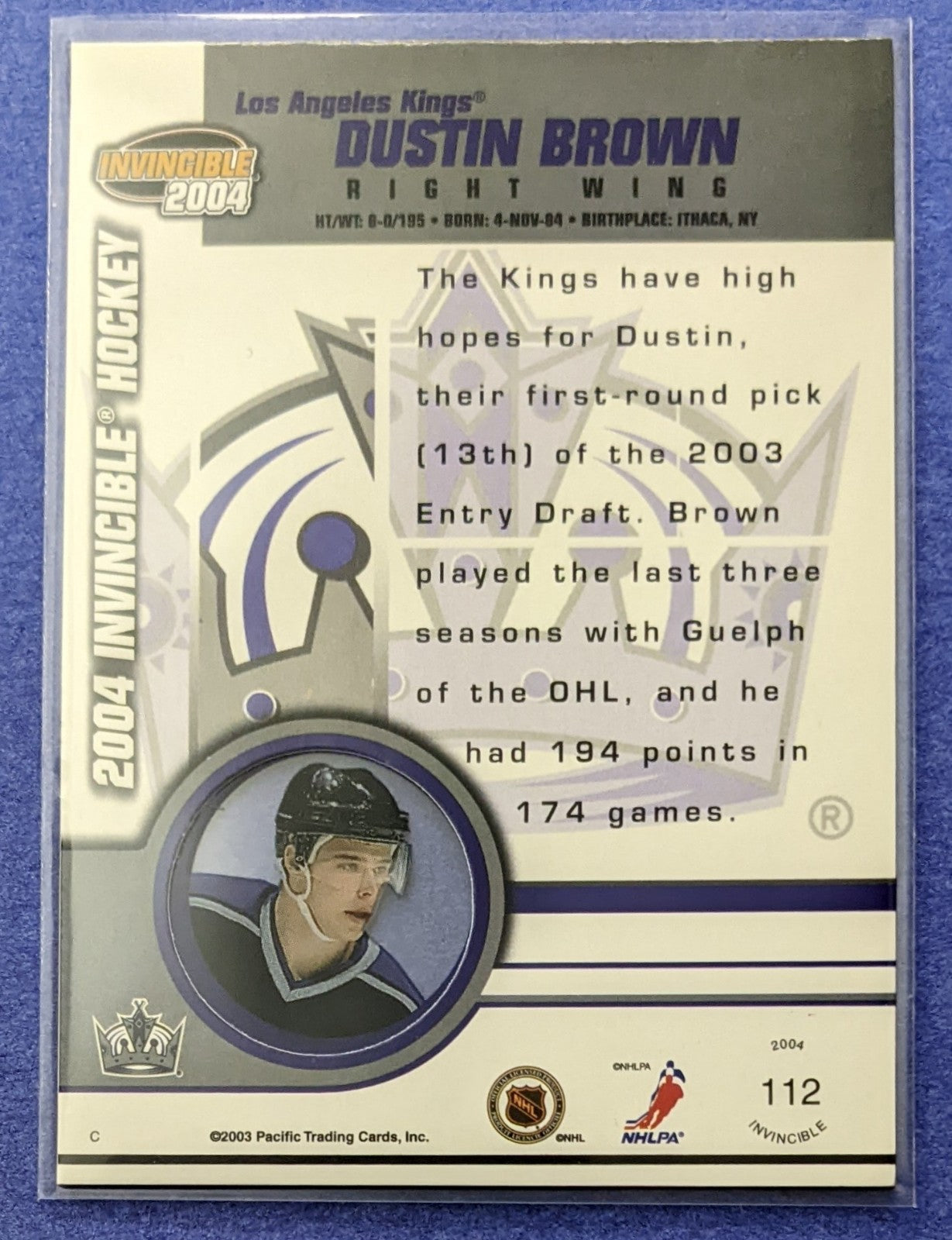 2003-04 Pacific Invincible - Dustin Brown RC #112