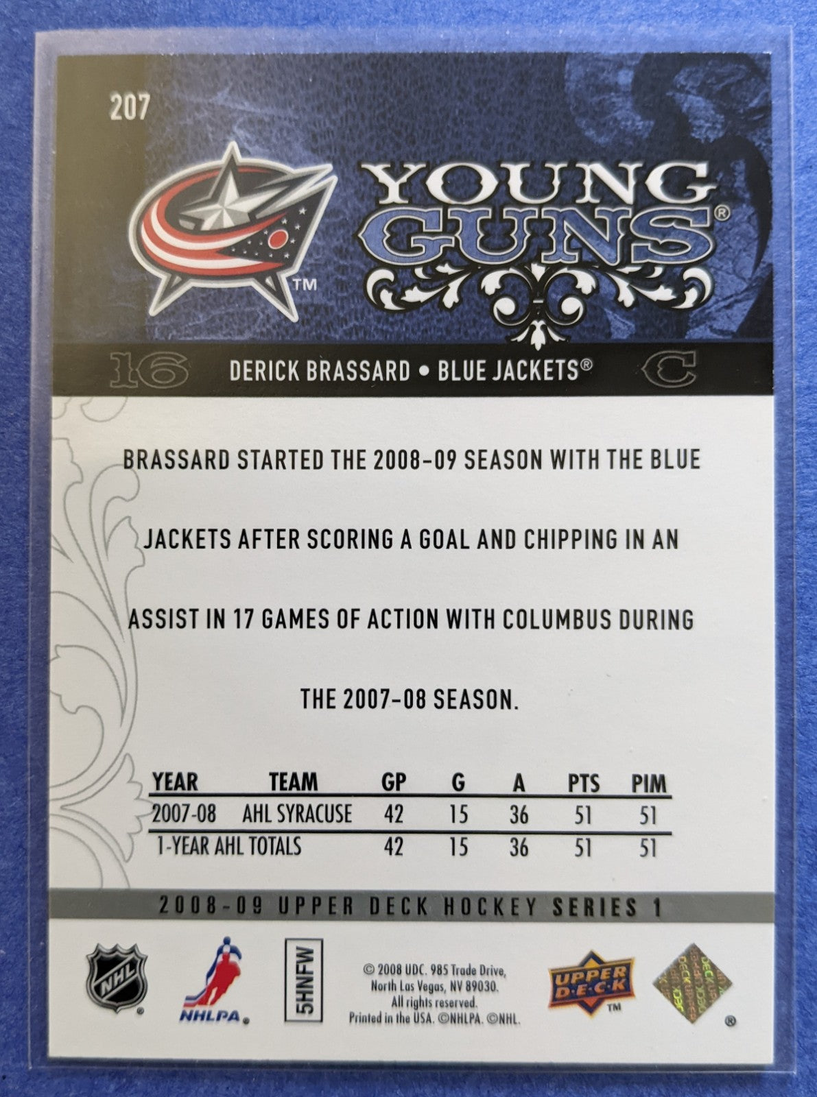 2008-09 Upper Deck - Derick Brassard Young Guns RC #207