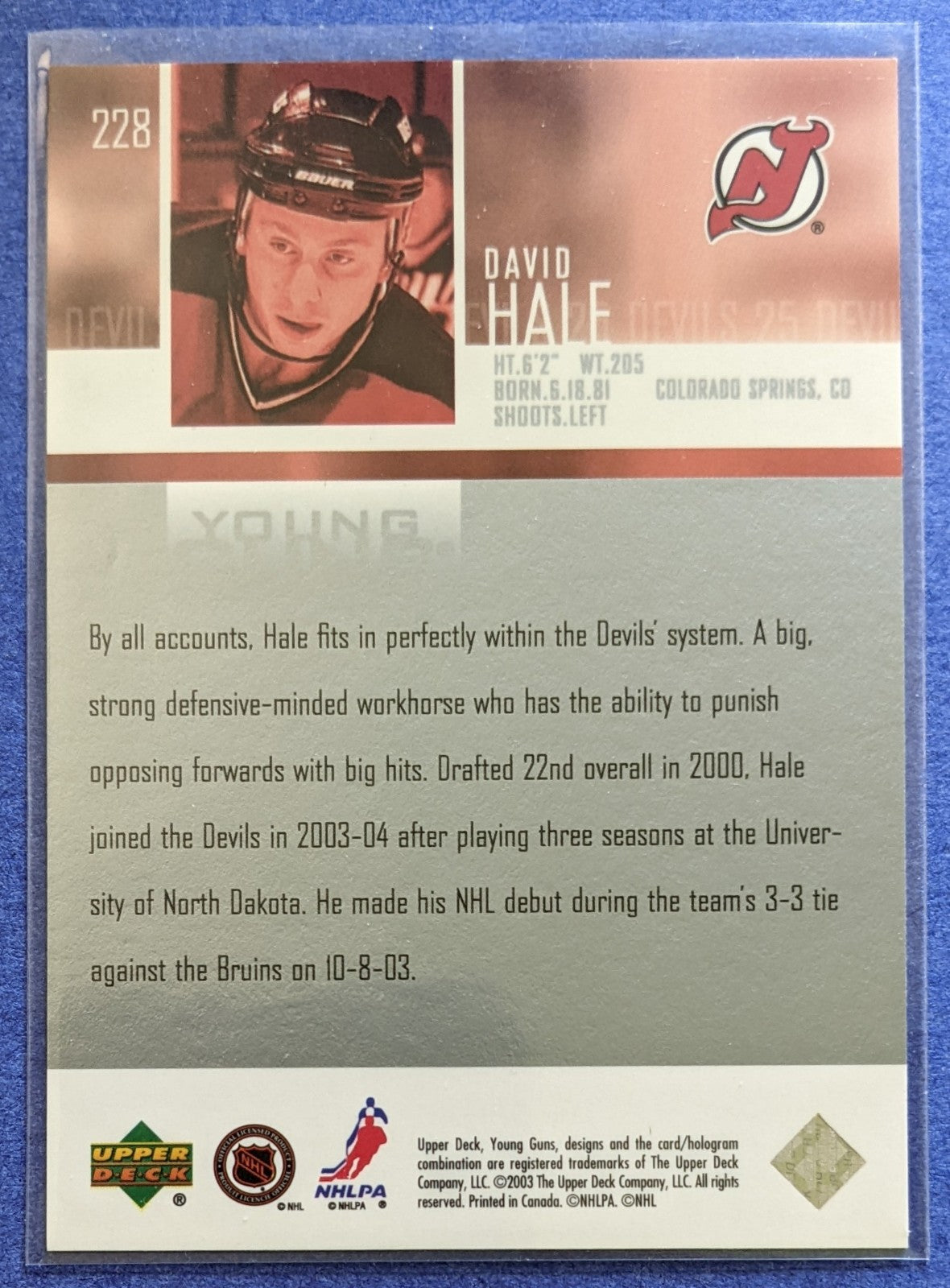 2003-04 Upper Deck - David Hale Young Guns RC #228