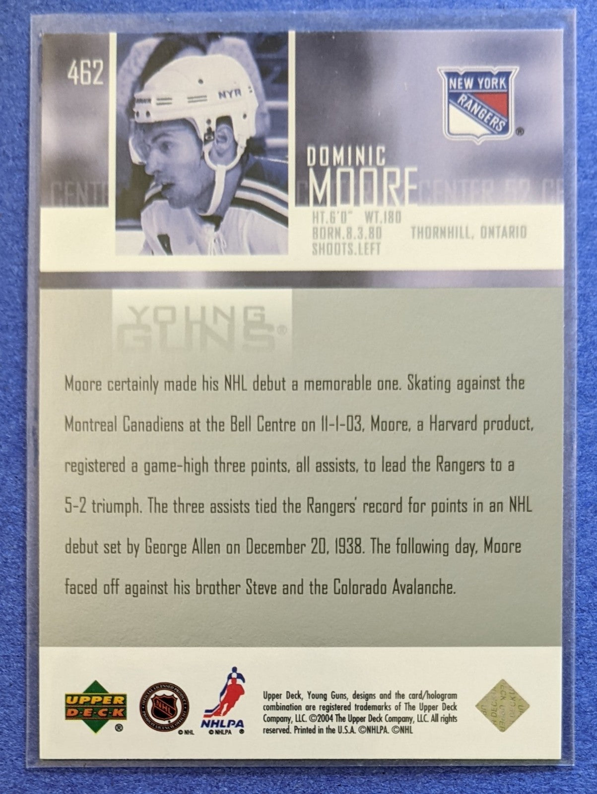 2003-04 Upper Deck - Dominic Moore Young Guns RC #462