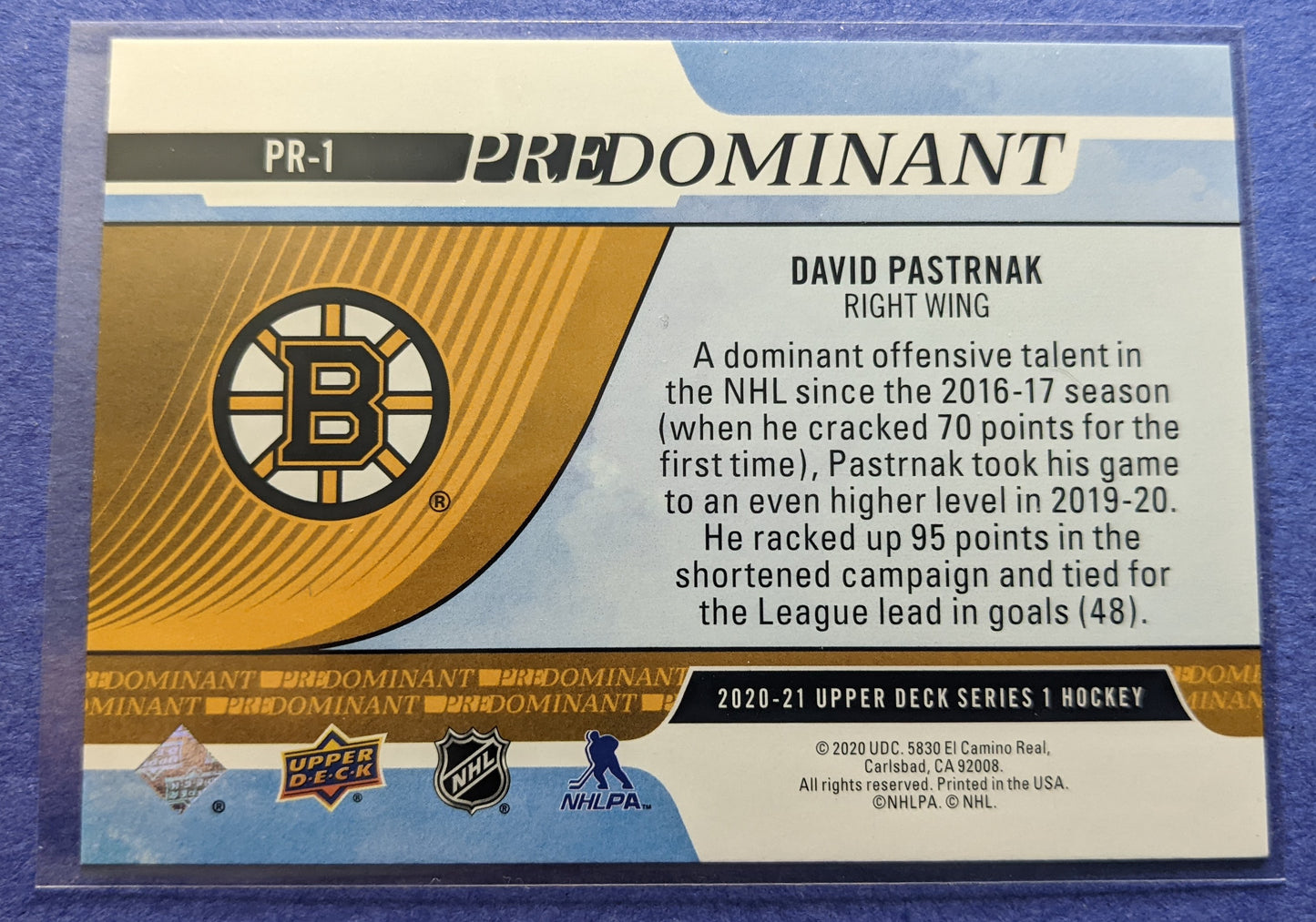 2020-21 Upper Deck Predominant - David Pasternak #PR-1