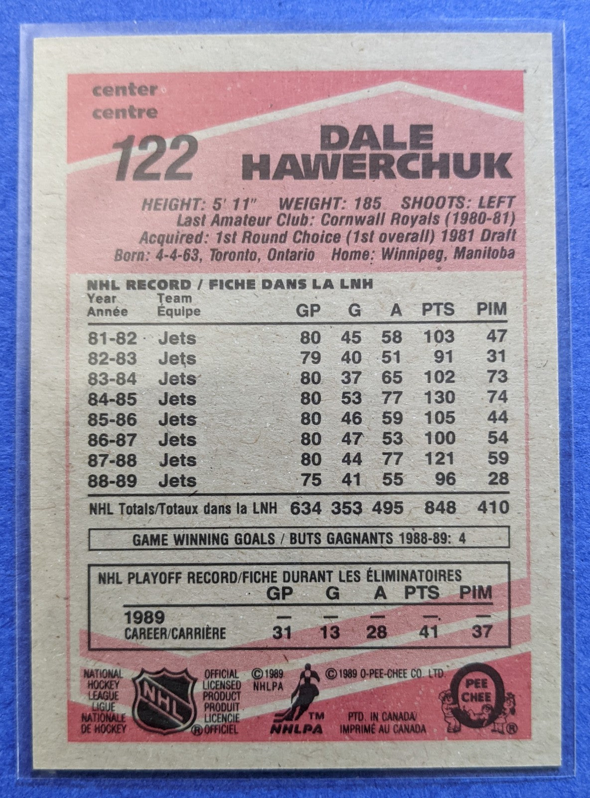 1989-90 O-Pee-Chee - Dale Hawerchuk #122