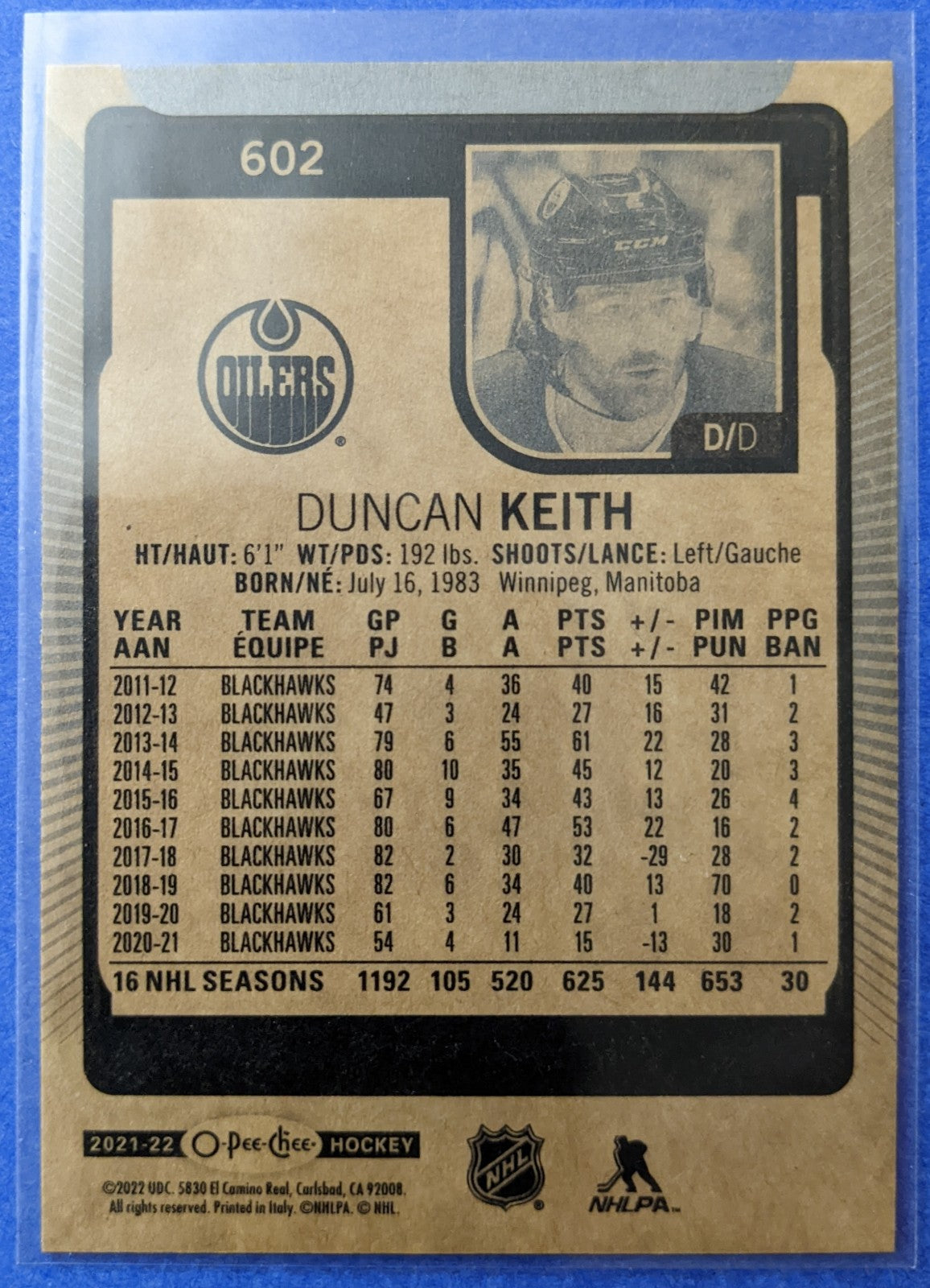 2021-22 Upper Deck Series 2 - OPC Update Duncan Keith #602