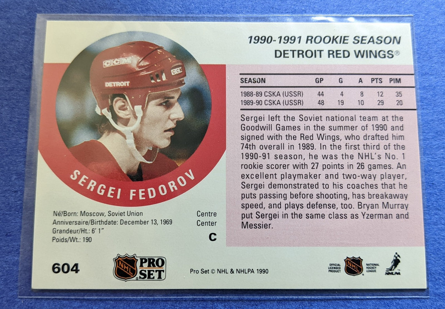 1990-91 Pro Set - Sergei Fedorov RC #604