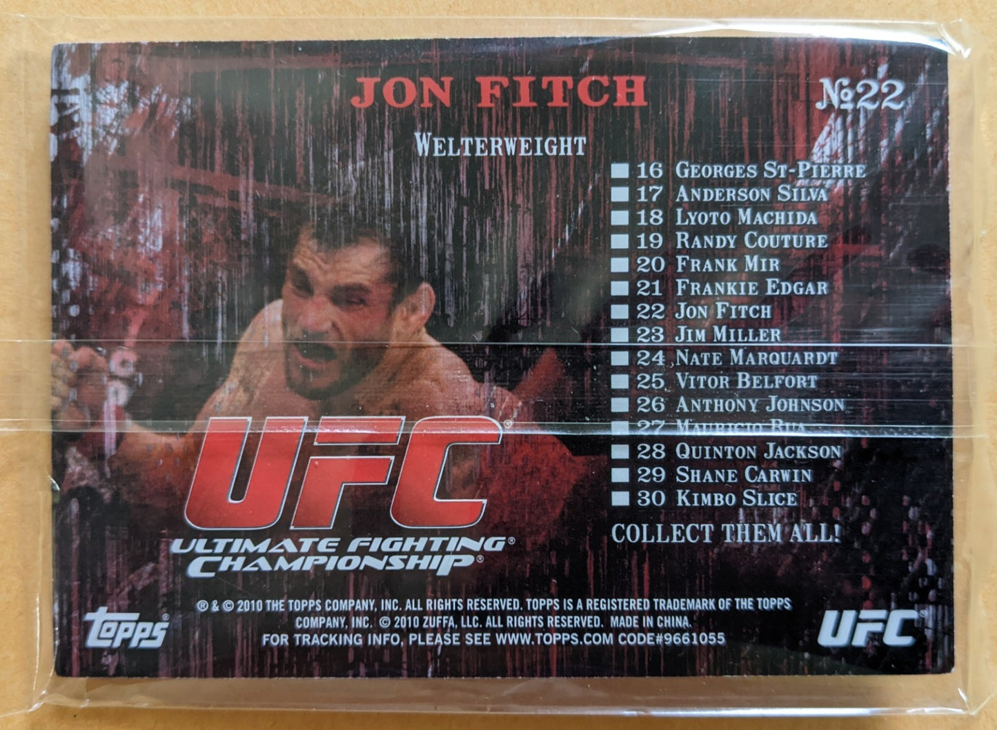 2010 Topps UFC Main Event Exclusive Poker Chip - Jon Fitch #22