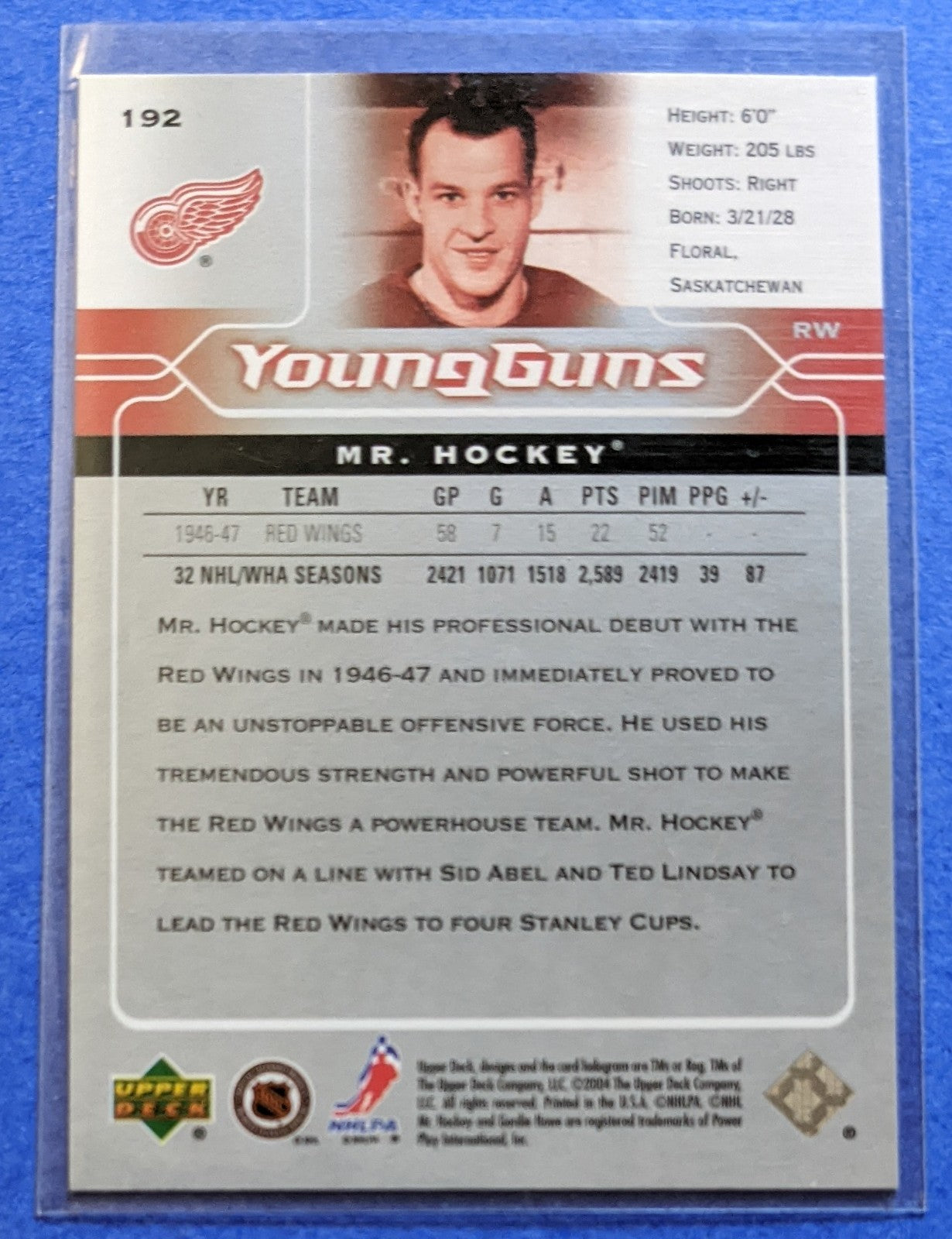 2004-05 Upper Deck - Gordie Howe Young Guns Retro #192